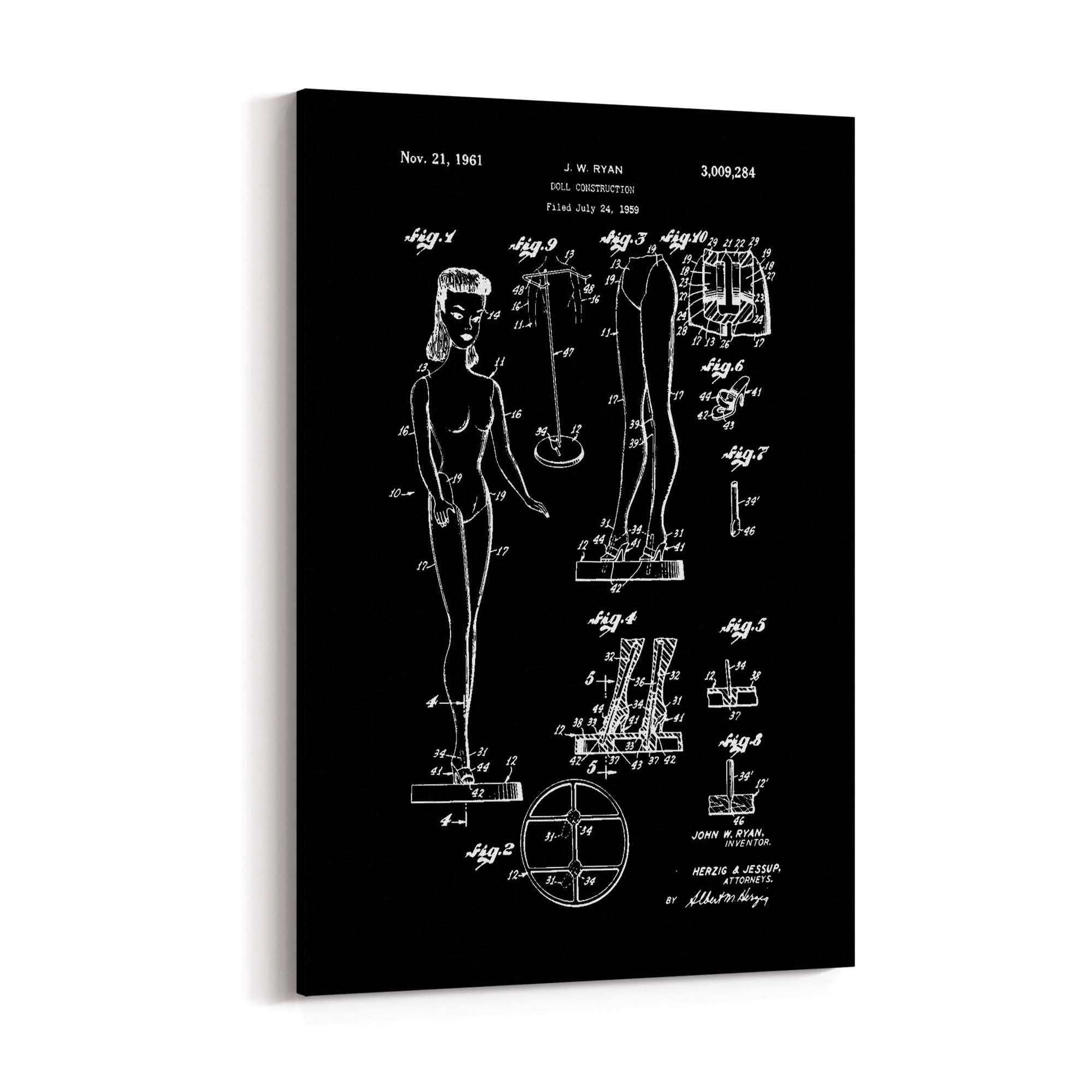 Vintage Barbie Doll Toy Patent Old Style Wall Art #1 - The Affordable Art Company