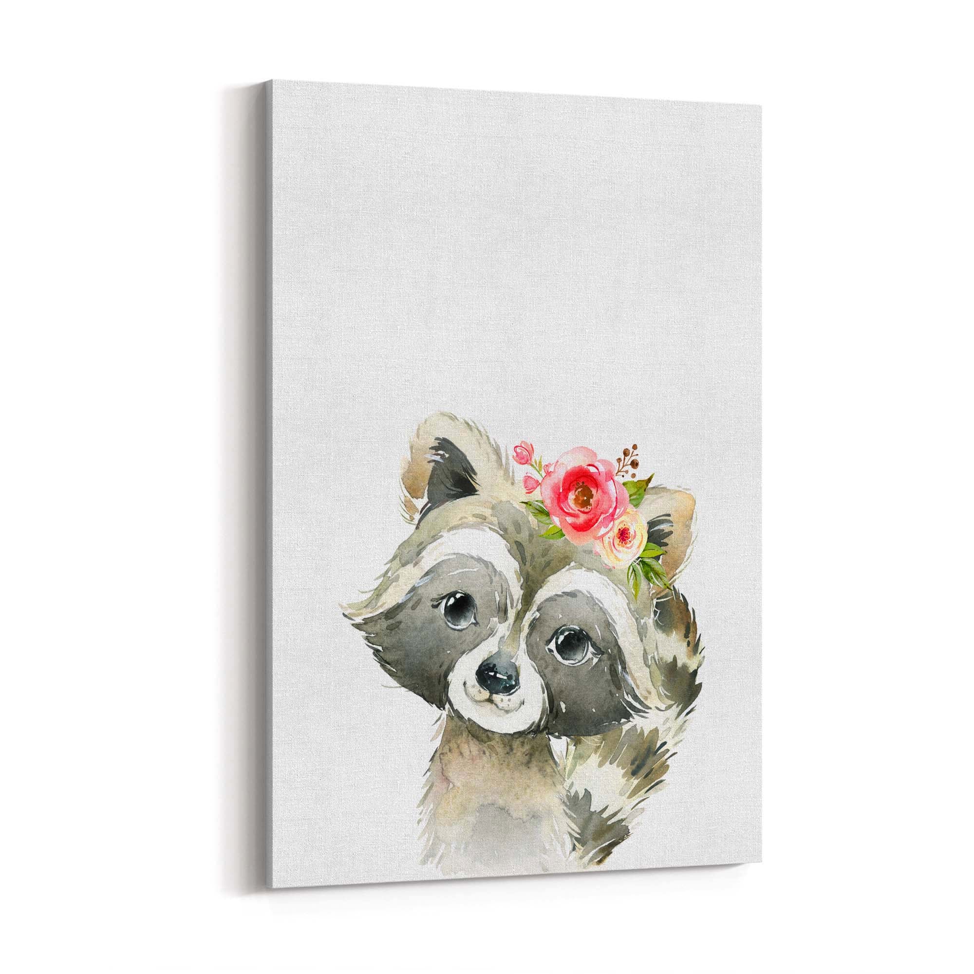 Cute Baby Raccoon Nursery Animal Gift Wall Art - The Affordable Art Company