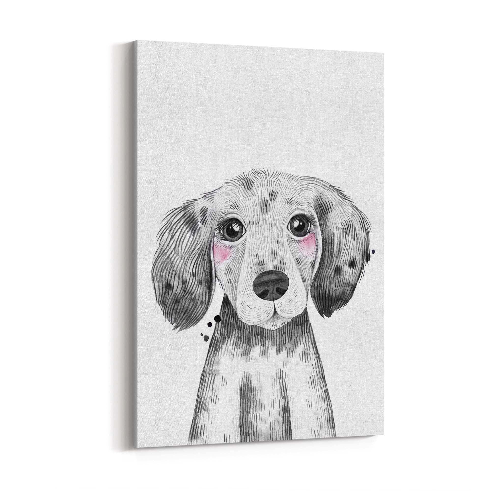 Cute Blushing Baby Puppy Dog Nursery Animal Art - The Affordable Art Company