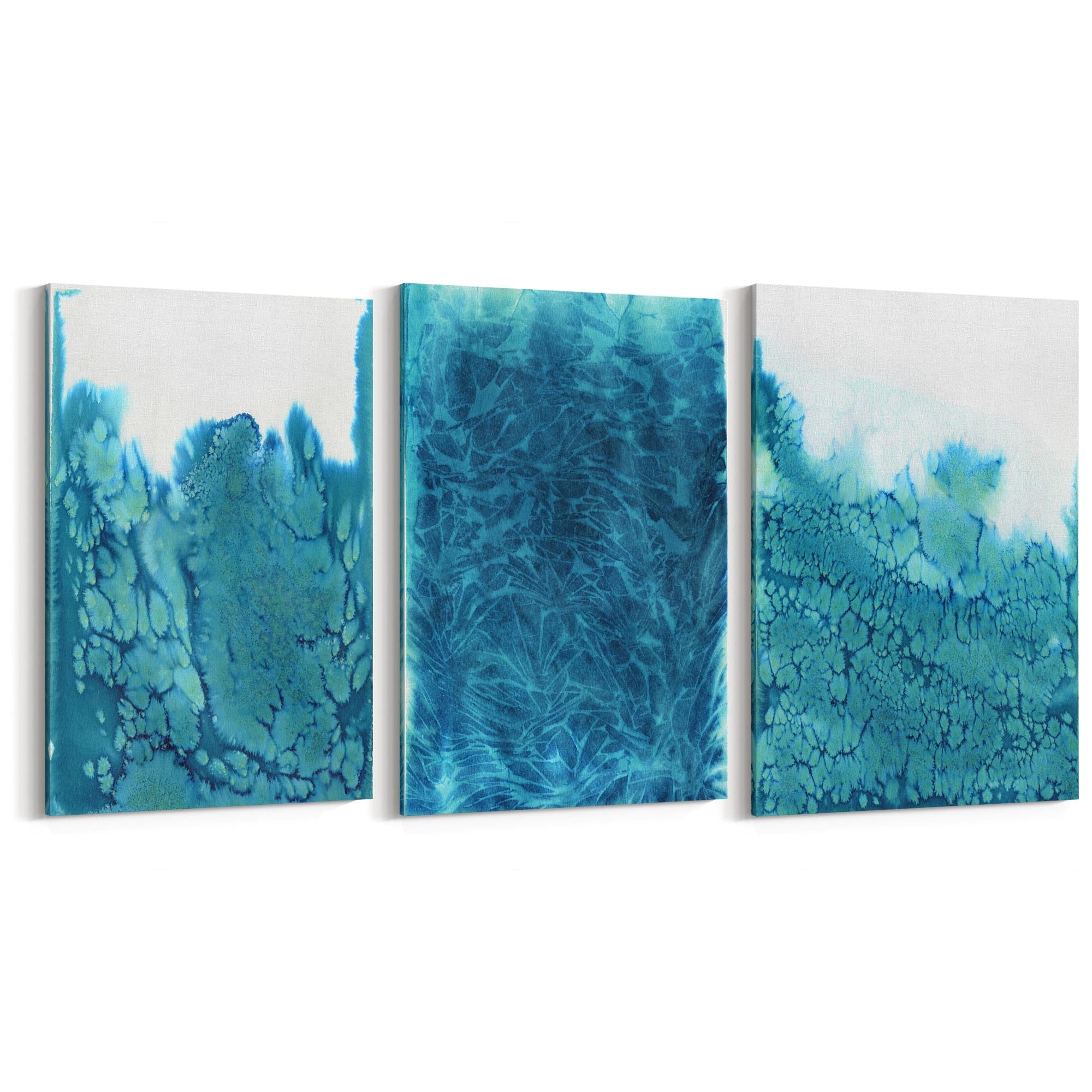 Set of Blue Ink Abstract Painting Faded Wall Art #4 - The Affordable Art Company