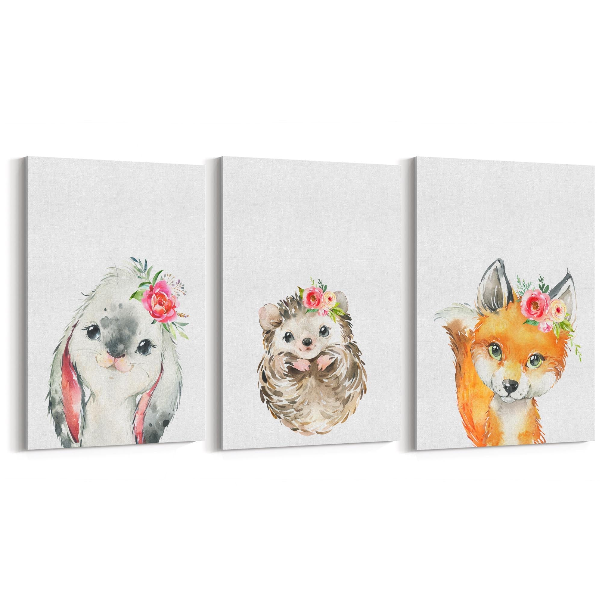 Set of Cute Baby Woodland Animals Nursery Wall Art #1 - The Affordable Art Company