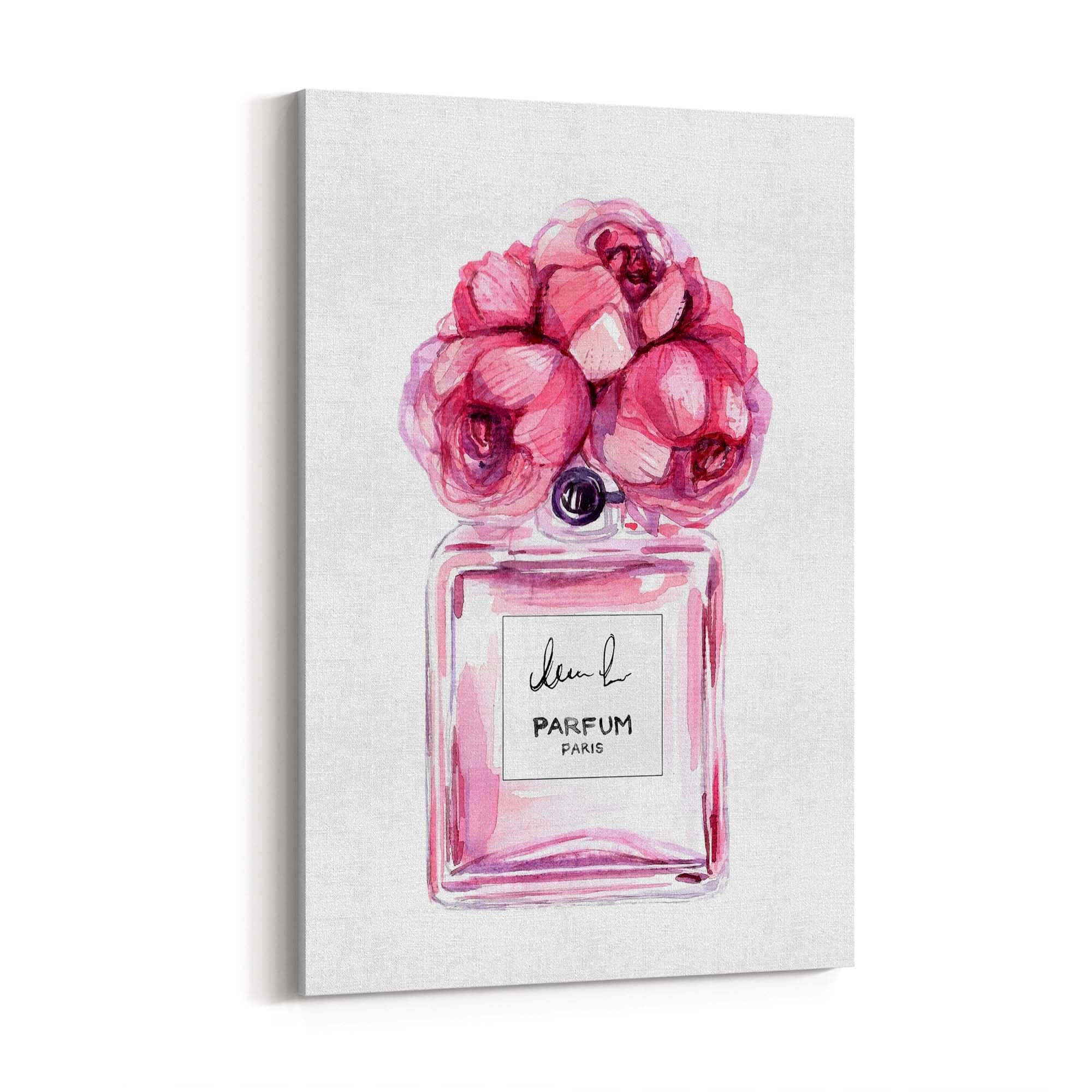 Pink Floral Perfume Bottle Fashion Flowers Wall Art #7 - The Affordable Art Company