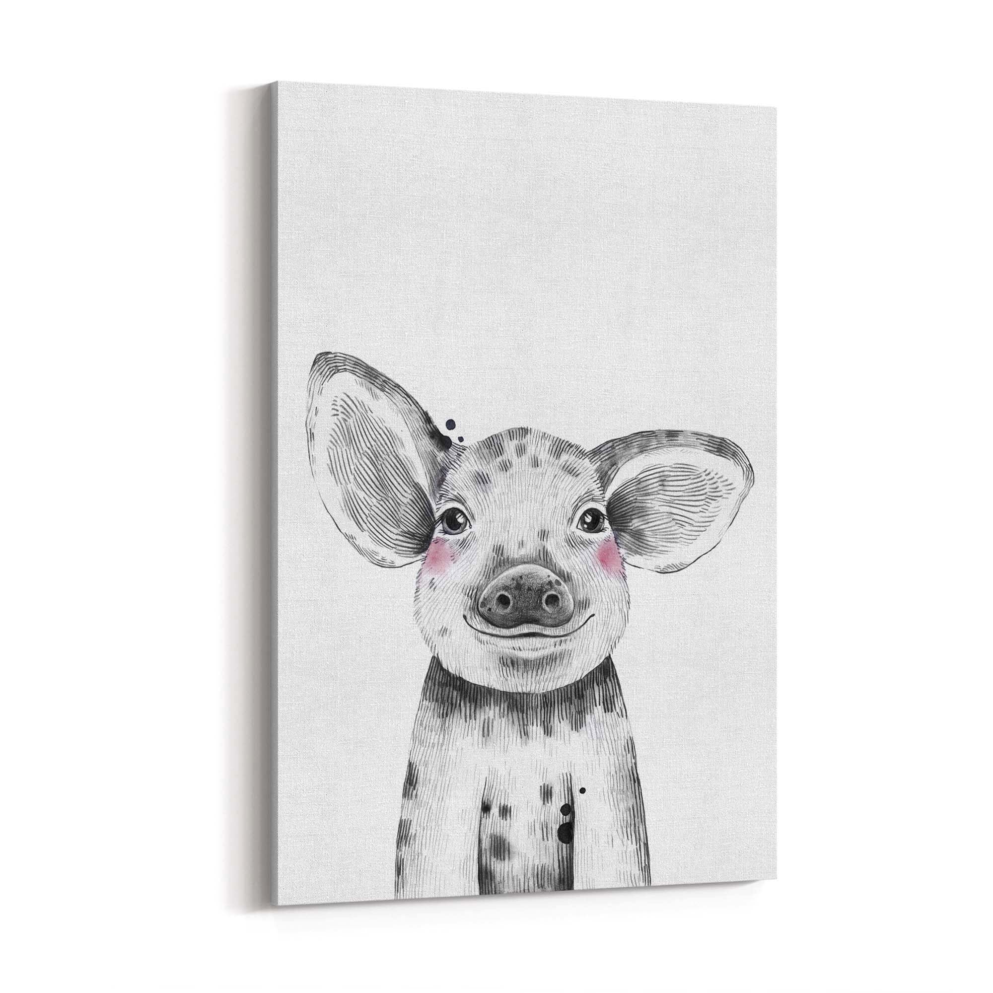 Cute Blushing Baby Pig Piglet Nursery Animal Art - The Affordable Art Company