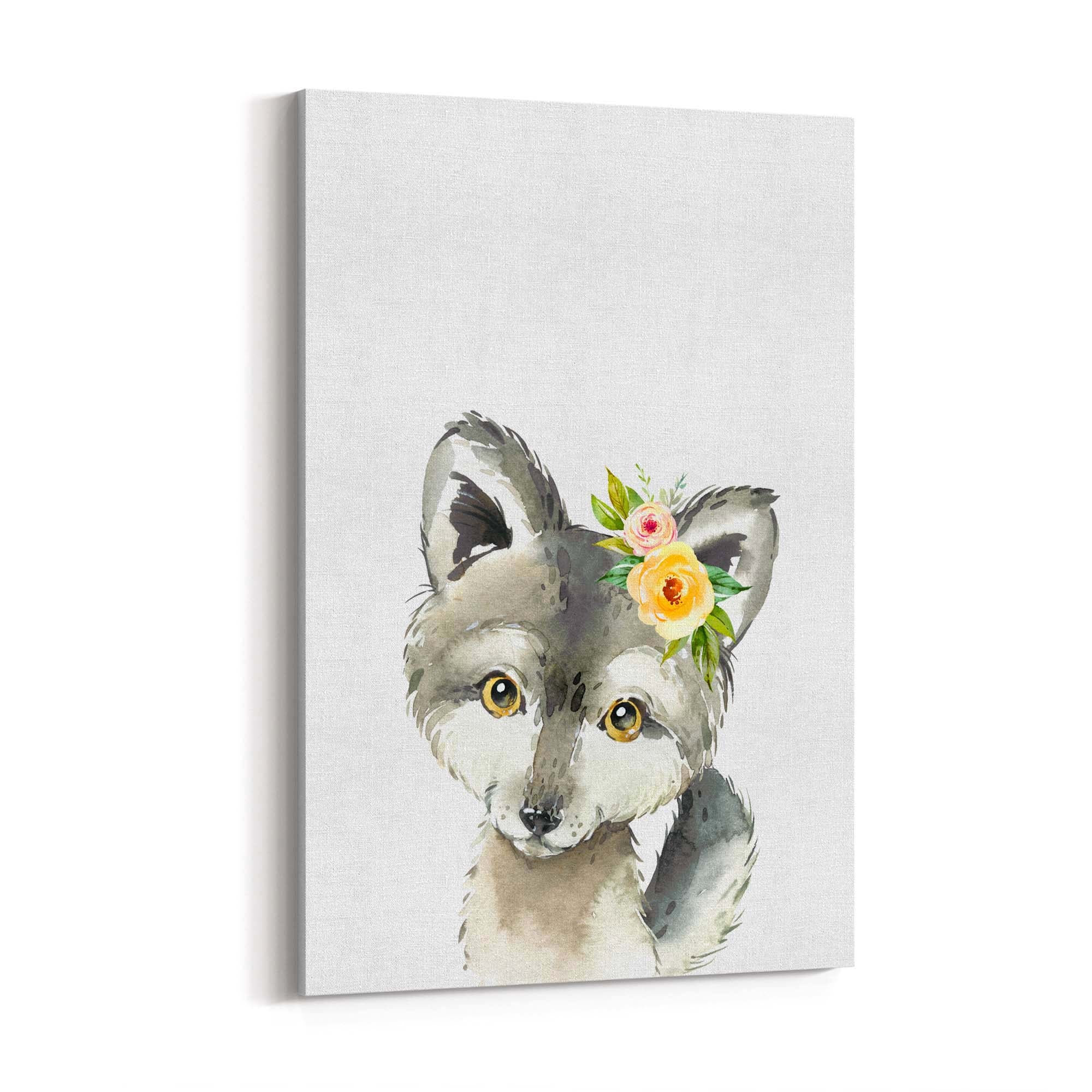 Cute Baby Wolf Nursery Animal Gift Wall Art - The Affordable Art Company