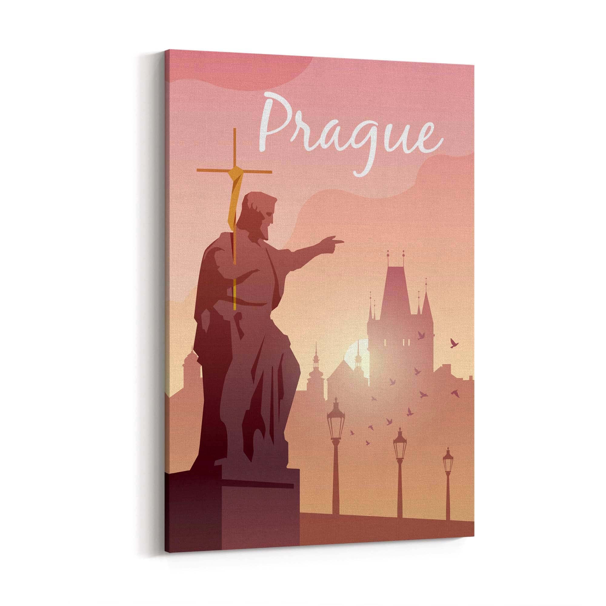 Retro Prague Czech Vintage Travel Europe Wall Art - The Affordable Art Company