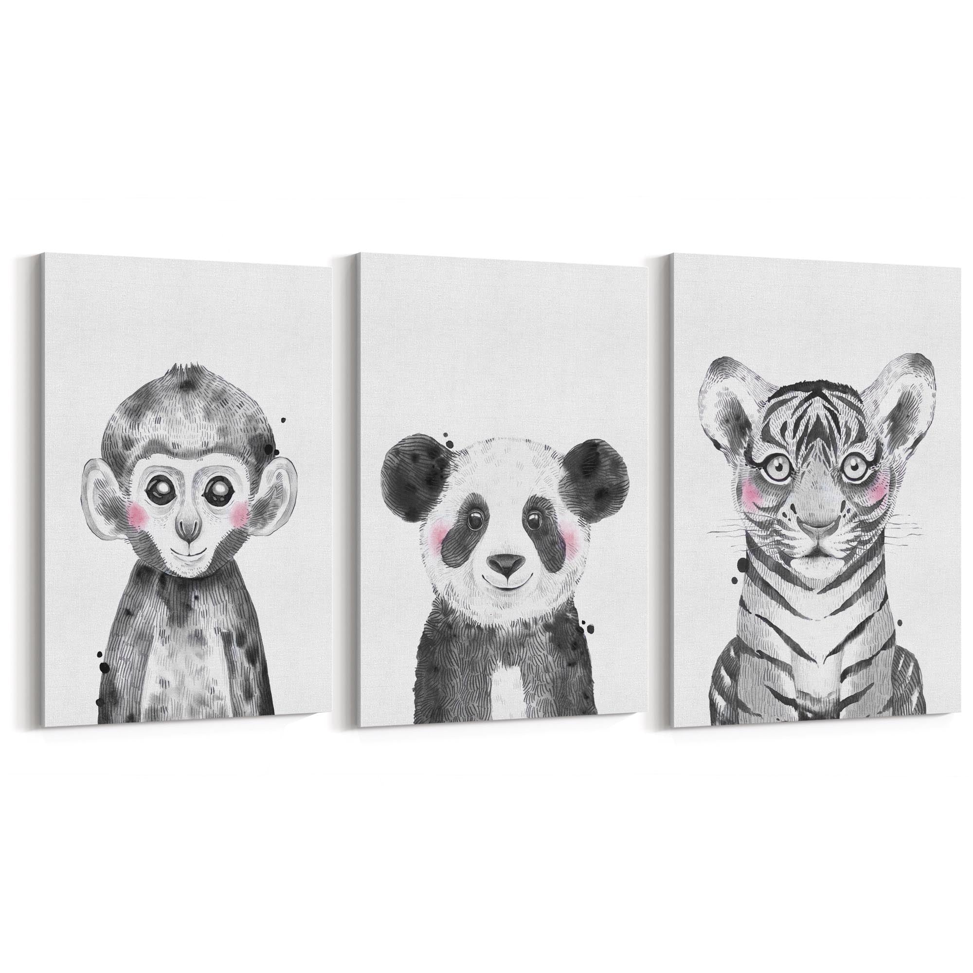 Set of Blushing Jungle Animals Nursery Wall Art - The Affordable Art Company