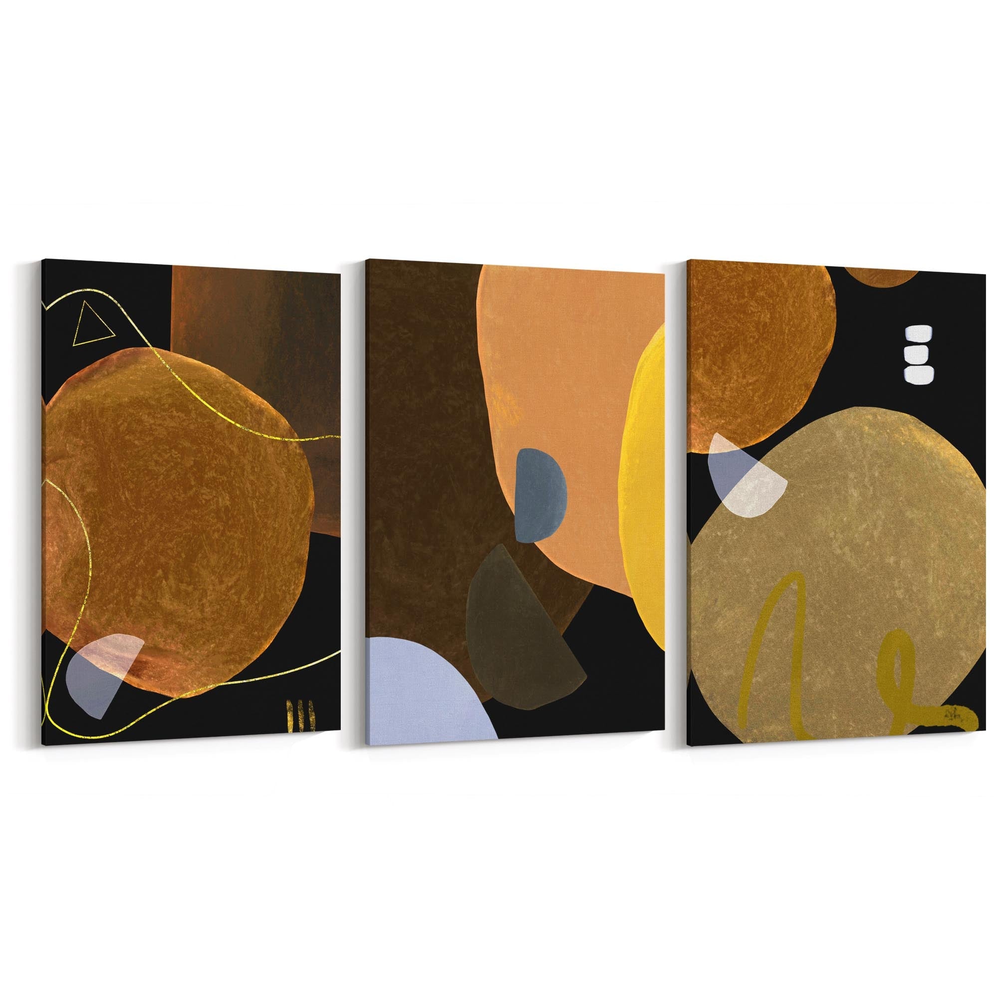 Set of Dark Abstract Painting Modern Wall Art - The Affordable Art Company