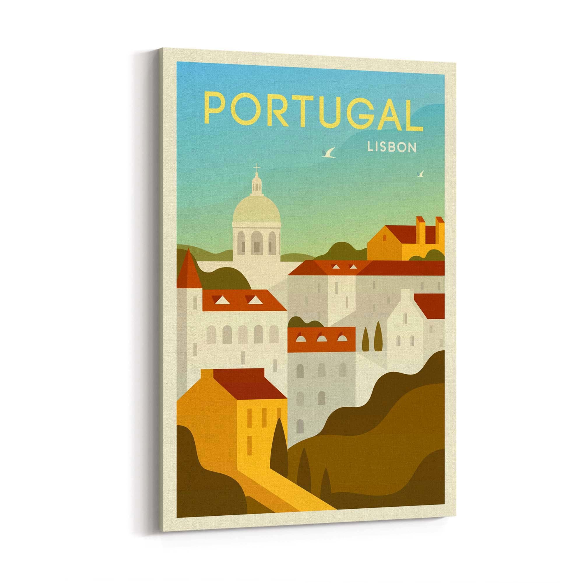 Retro Lisbon Portugal Travel Vintage Wall Art - The Affordable Art Company