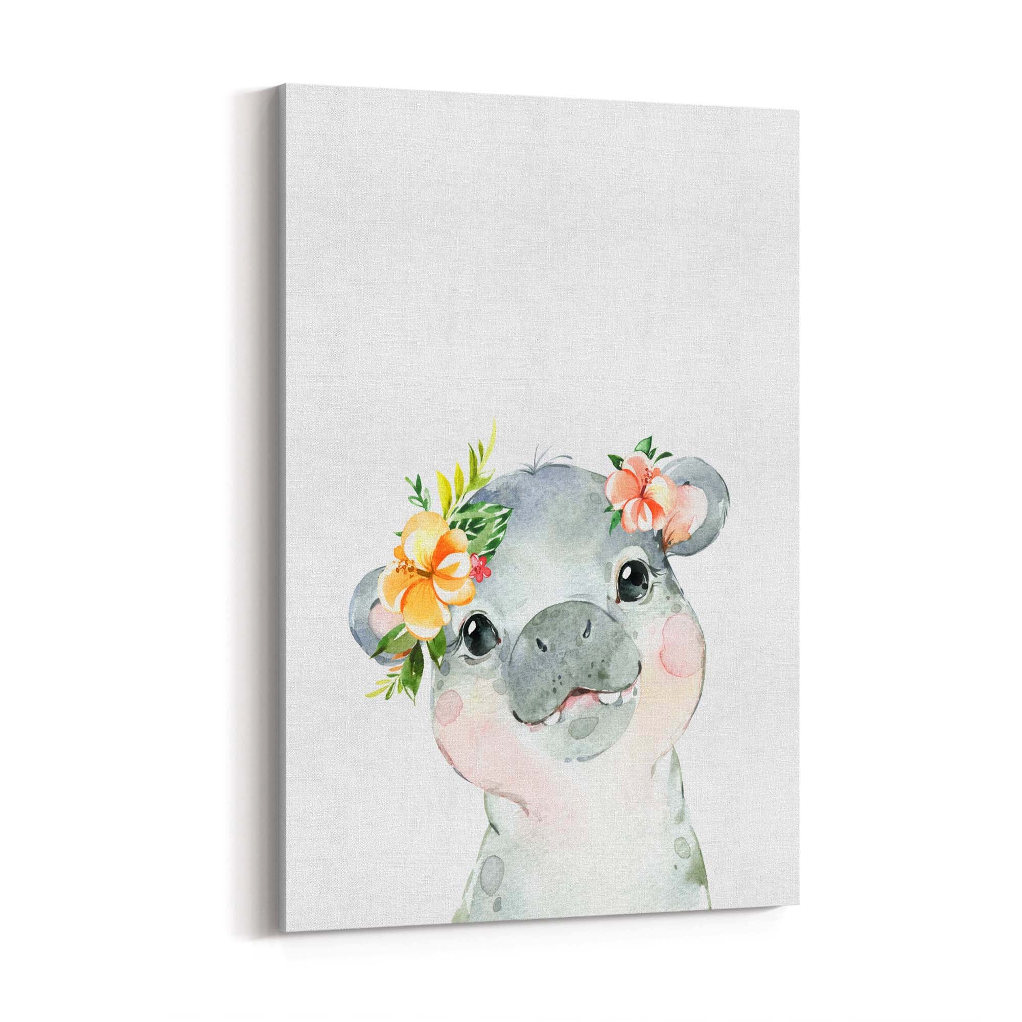 Cute Baby Hippo Nursery Animal Gift Wall Art #2 - The Affordable Art Company