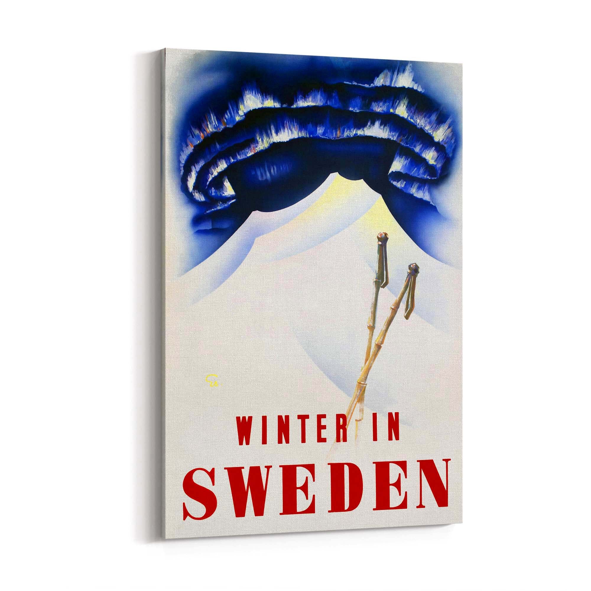 Winter In Sweden Vintage Travel Advert Wall Art - The Affordable Art Company