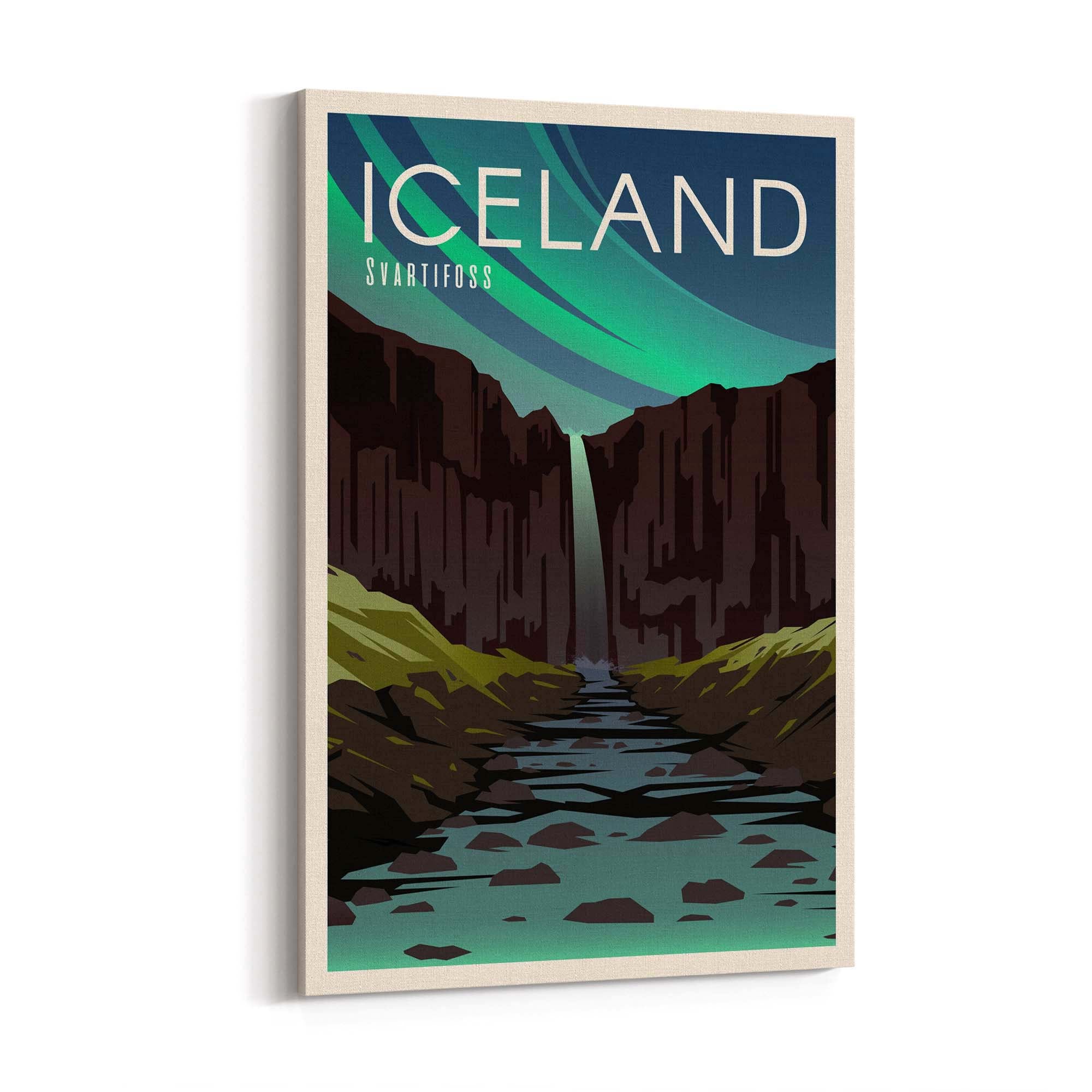 Retro Iceland European Travel Vintage Wall Art - The Affordable Art Company