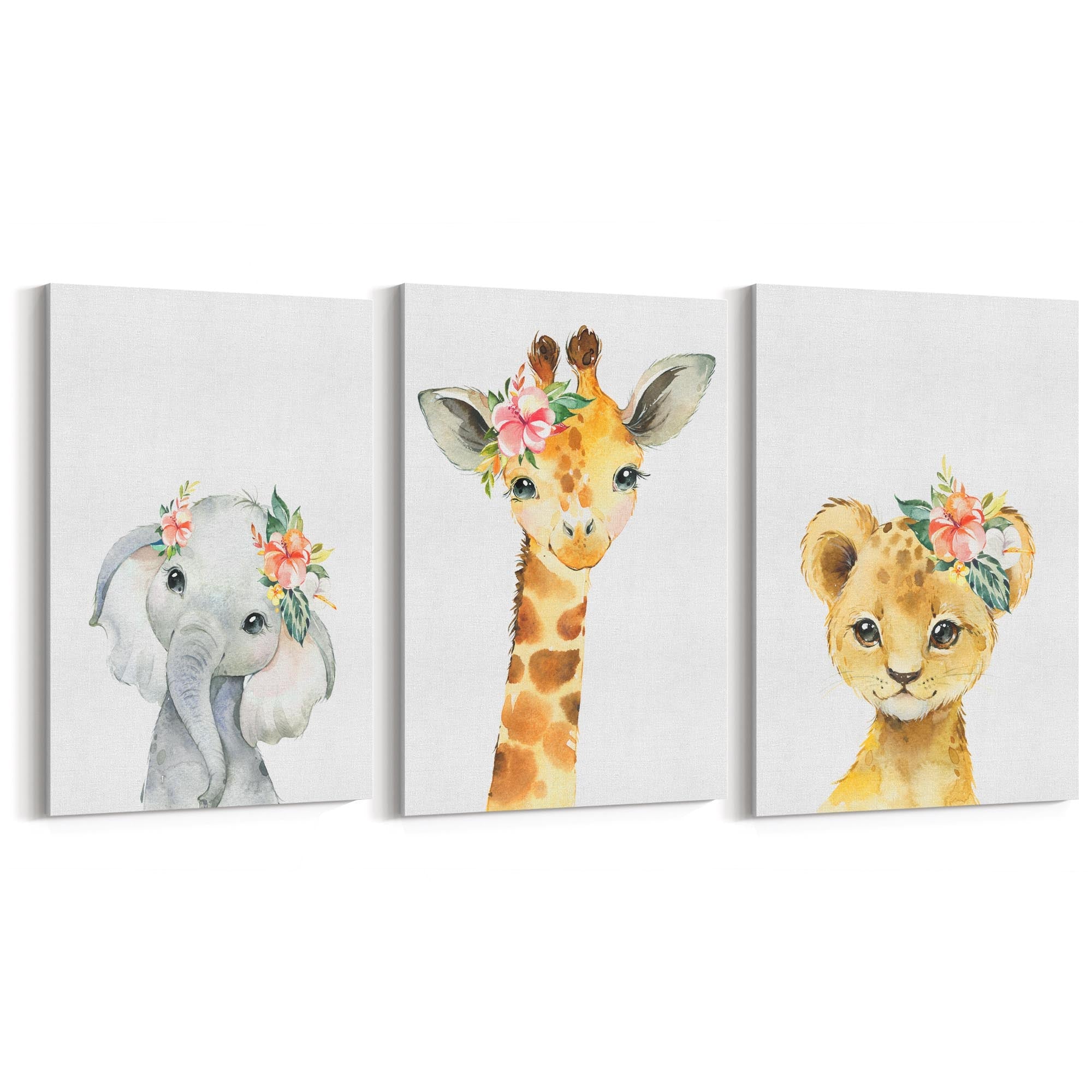 Set of Cute Baby Safari Animals Nursery Wall Art #3 - The Affordable Art Company