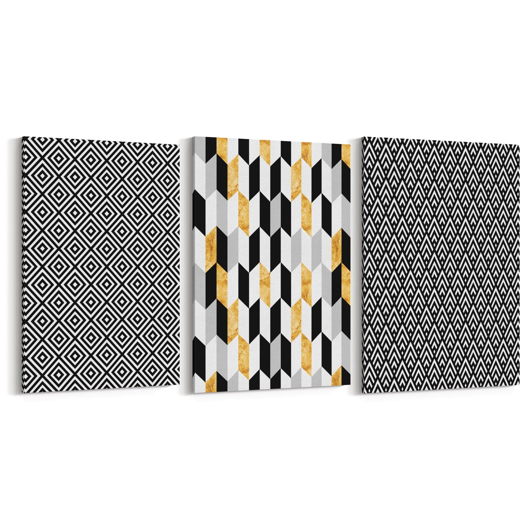 Set of Minimal Black & White Pattern Wall Art - The Affordable Art Company