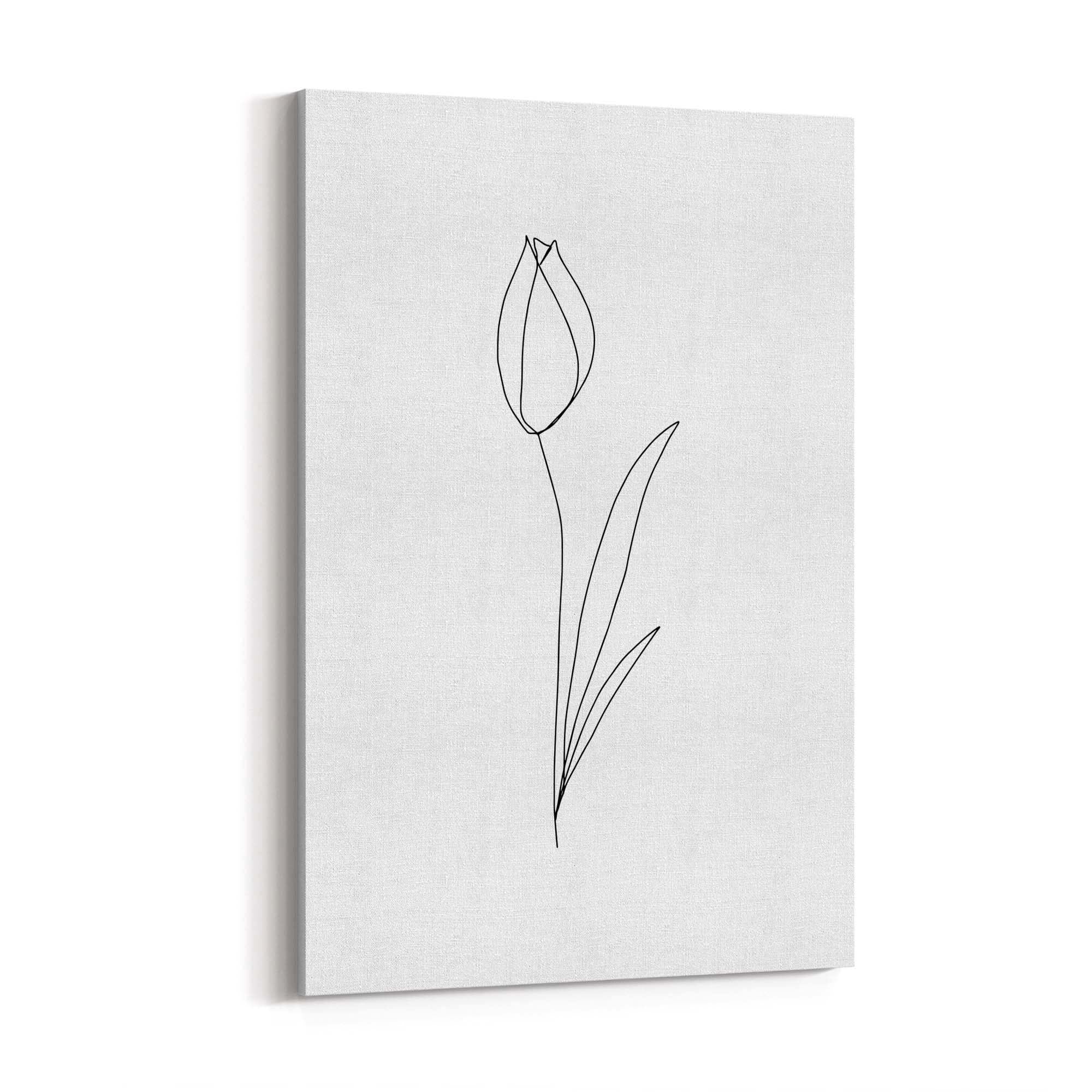 Minimal Tulip Flower Line Drawing Wall Art #1 - The Affordable Art Company
