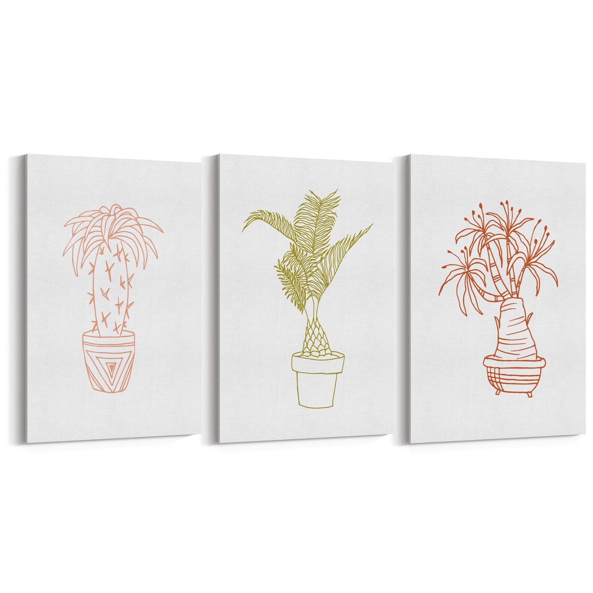 Set of Abstract Plants Kitchen Hallway Wall Art - The Affordable Art Company