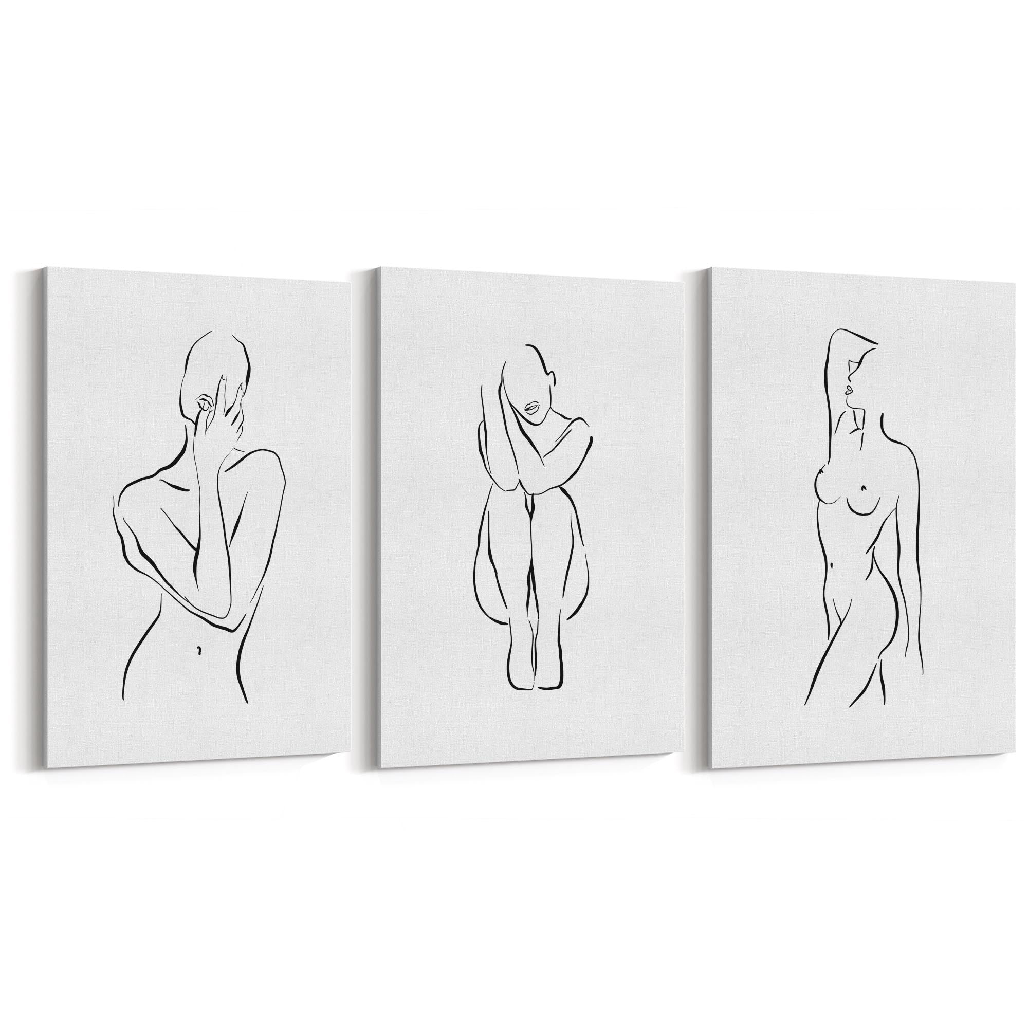 Set of Nude Body Drawing Female Minimal Wall Art #3 - The Affordable Art Company