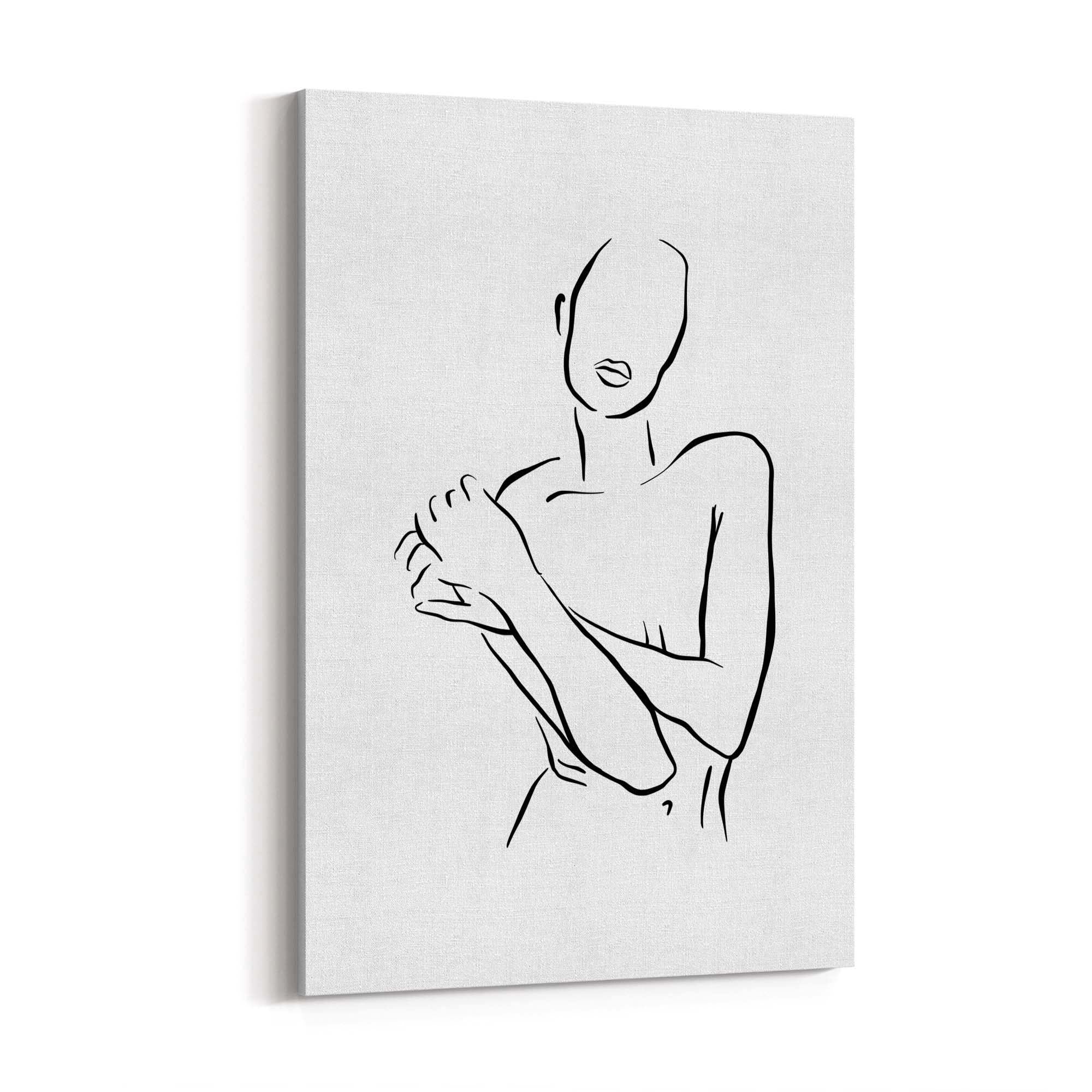 Nude Female Body Minimal Line Drawing Wall Art - The Affordable Art Company