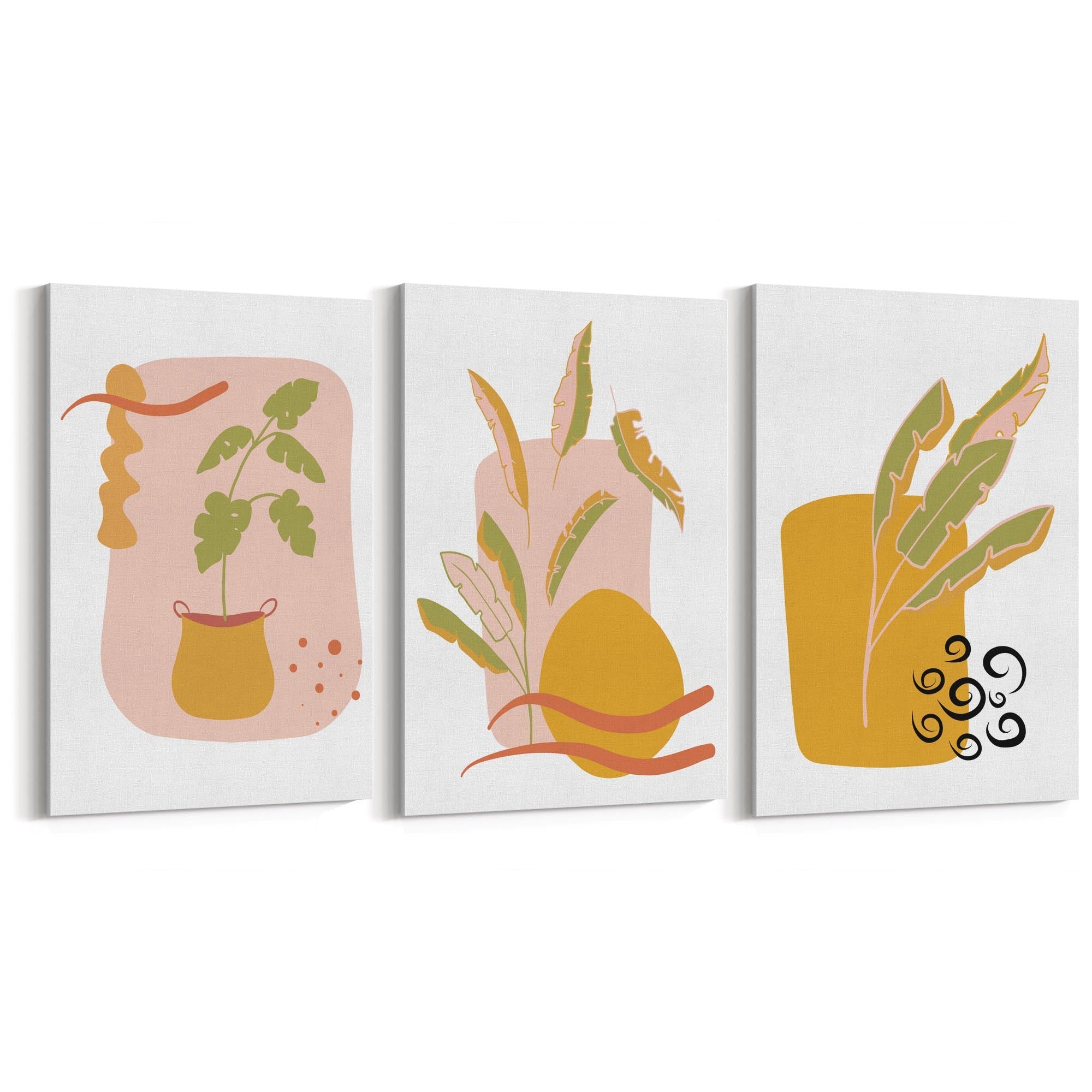 Set of Abstract Minimal Flower Drawings Wall Art - The Affordable Art Company