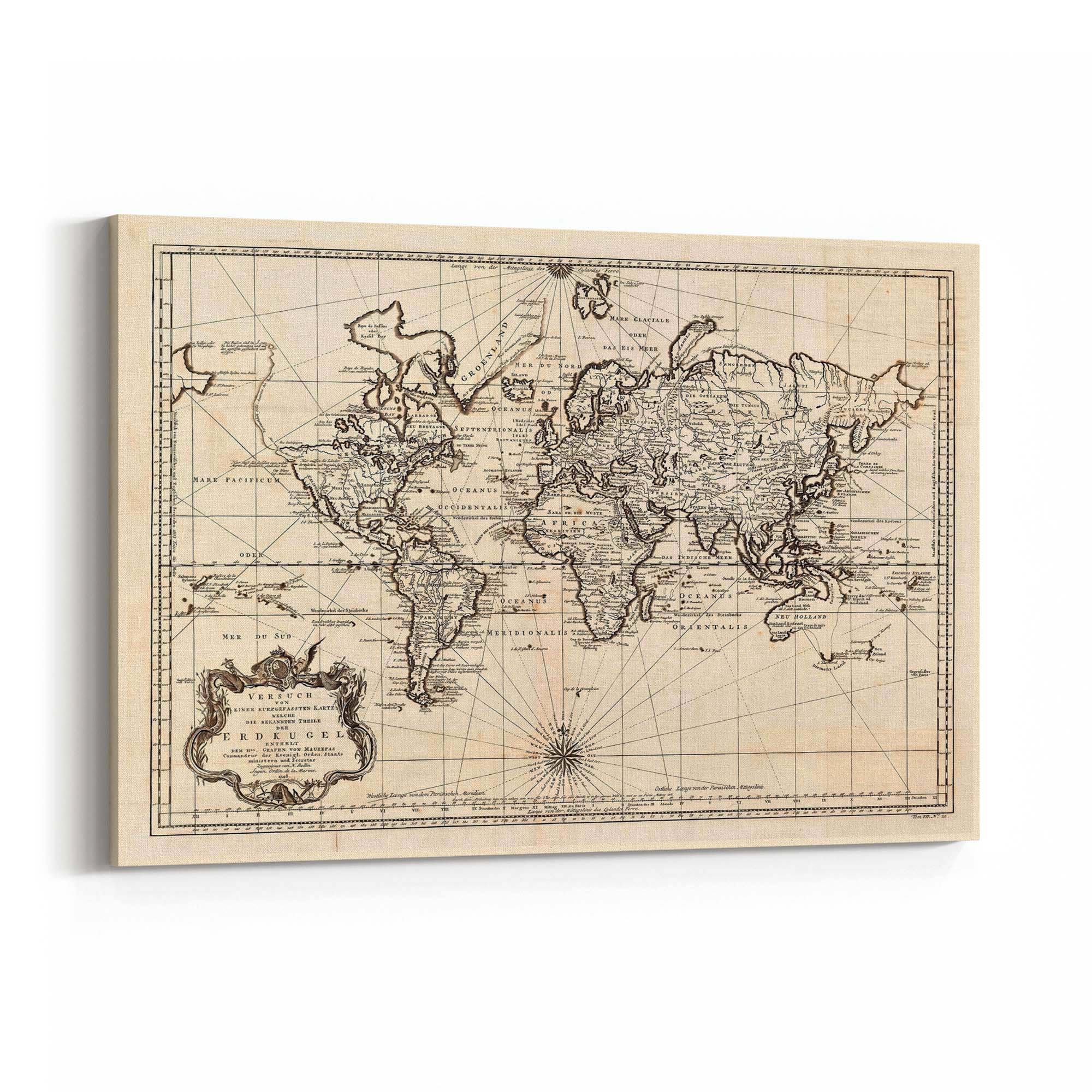 Vintage World Map Old Wall Art #3 - The Affordable Art Company