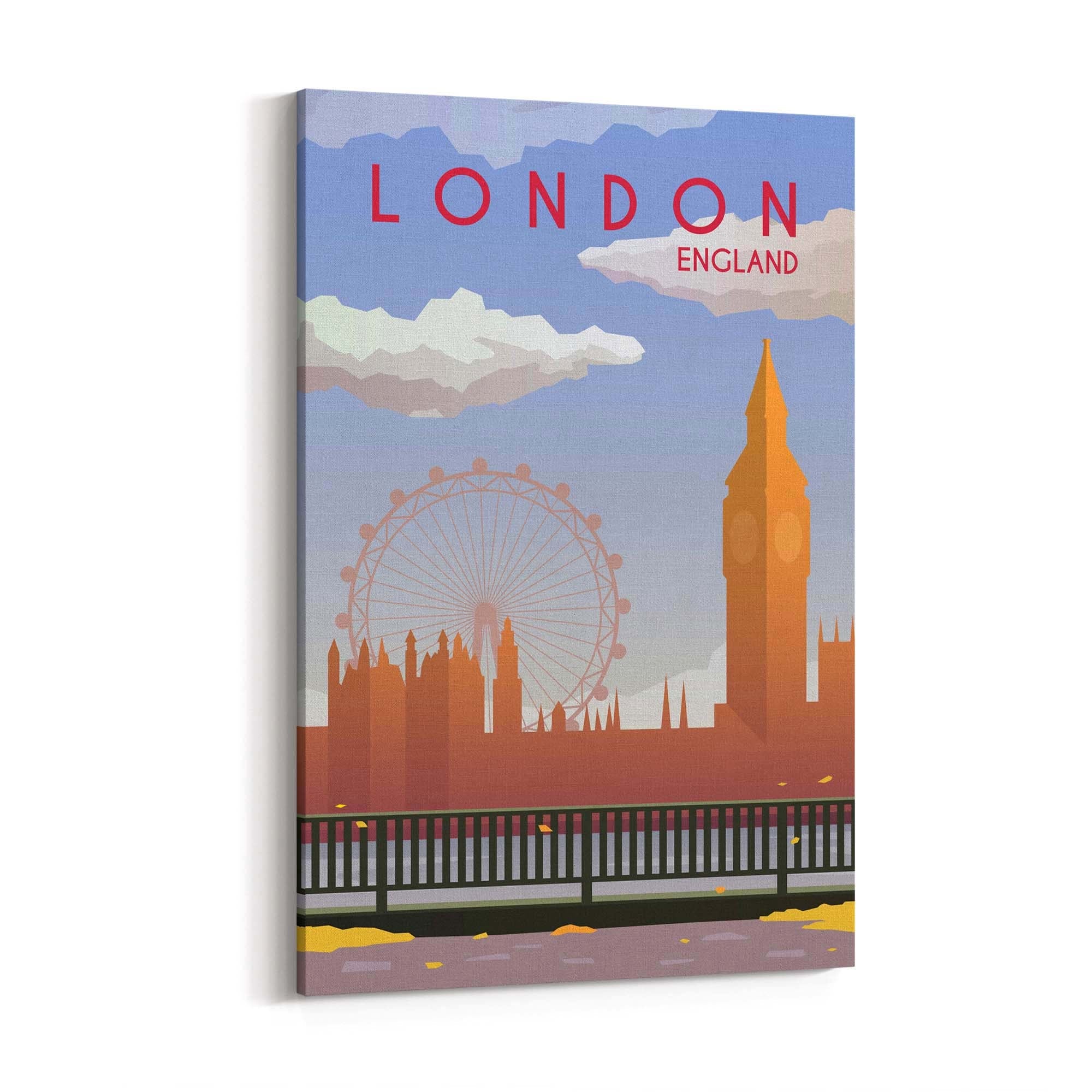 Retro London England UK Travel Vintage Wall Art - The Affordable Art Company