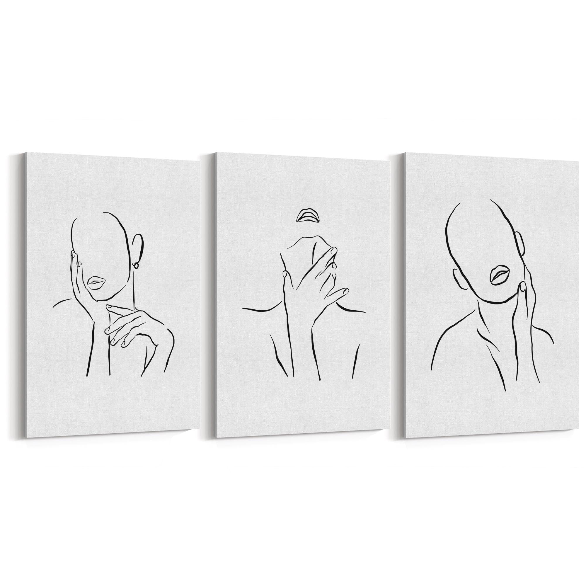 Set of Female Faces Minimal Line Drawings Wall Art - The Affordable Art Company