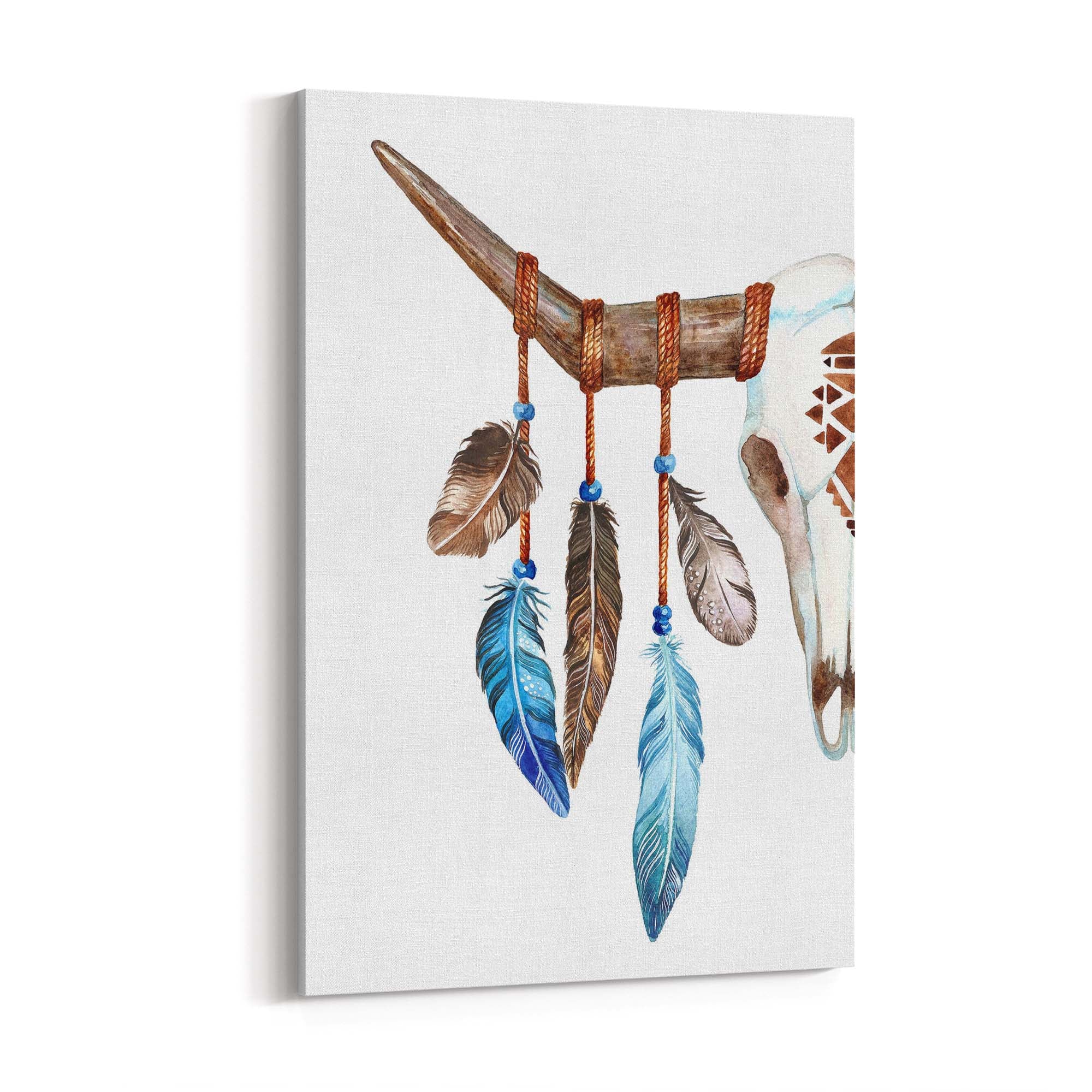 Cow Skull Painting Minimal Boho Vintage Wall Art #3 - The Affordable Art Company