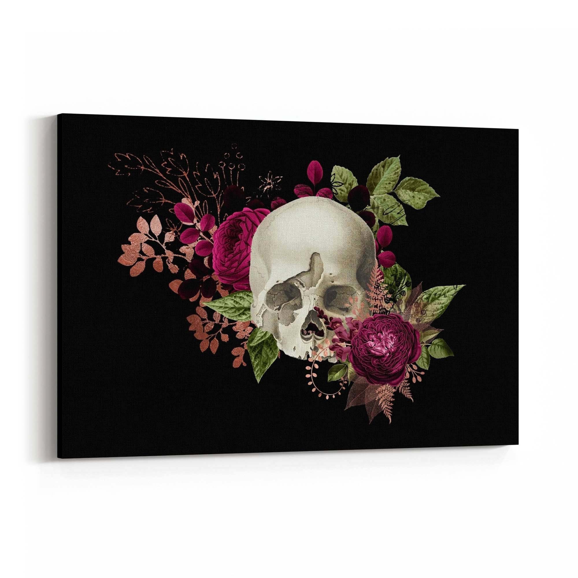 Purple Floral Skull Fashion Girls Bedroom Wall Art #2 - The Affordable Art Company