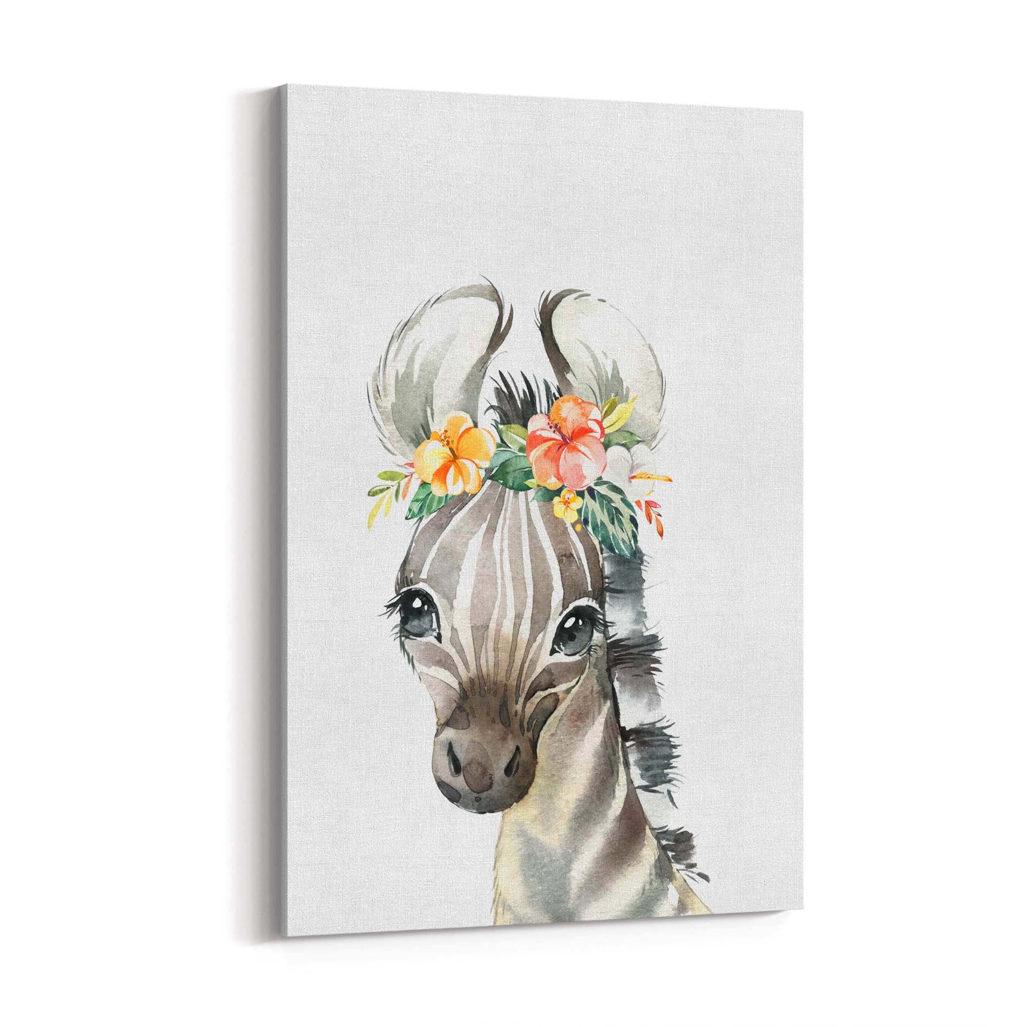 Cute Baby Zebra Nursery Animal Gift Wall Art - The Affordable Art Company