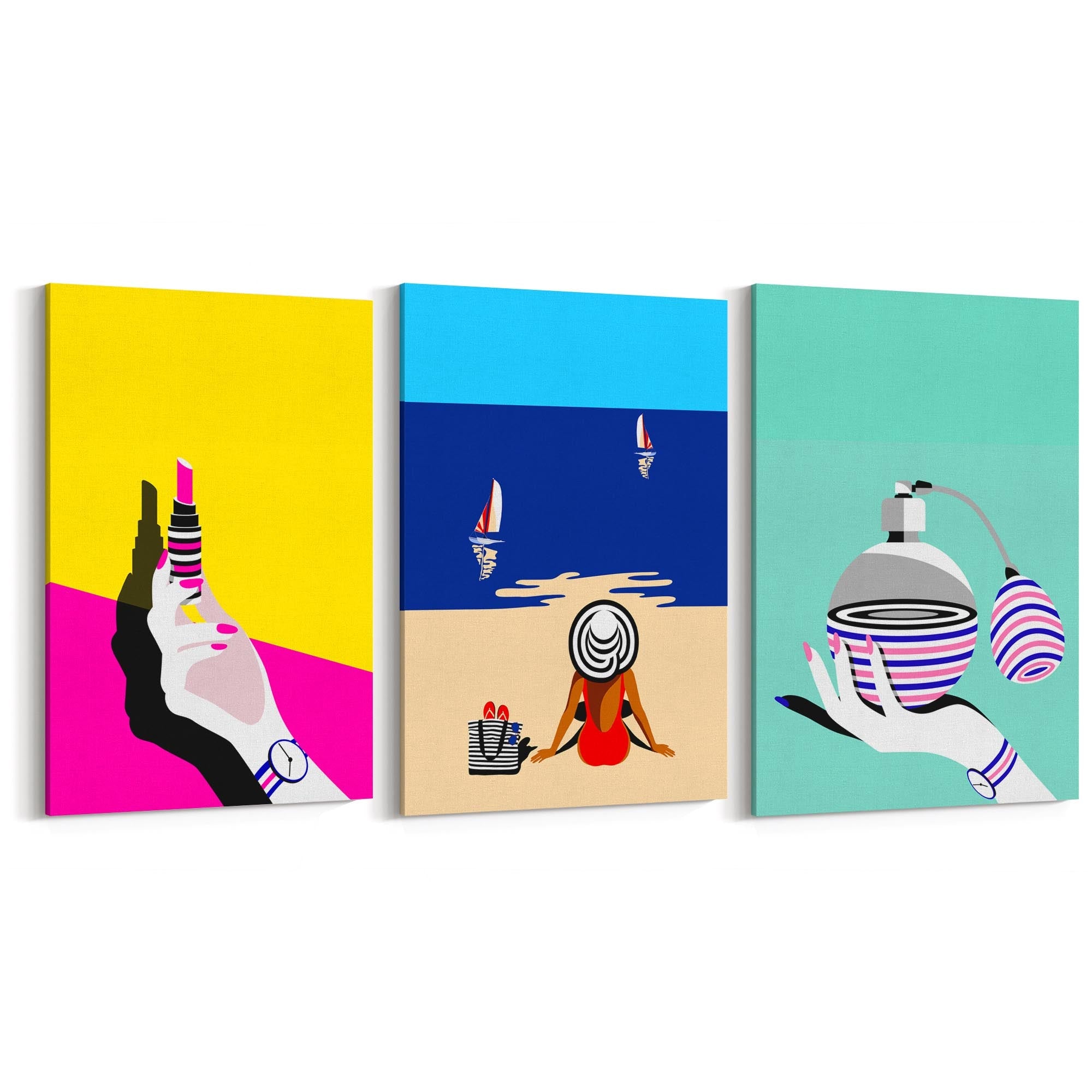 Set of Retro Fashion Girls Bedroom Wall Art - The Affordable Art Company