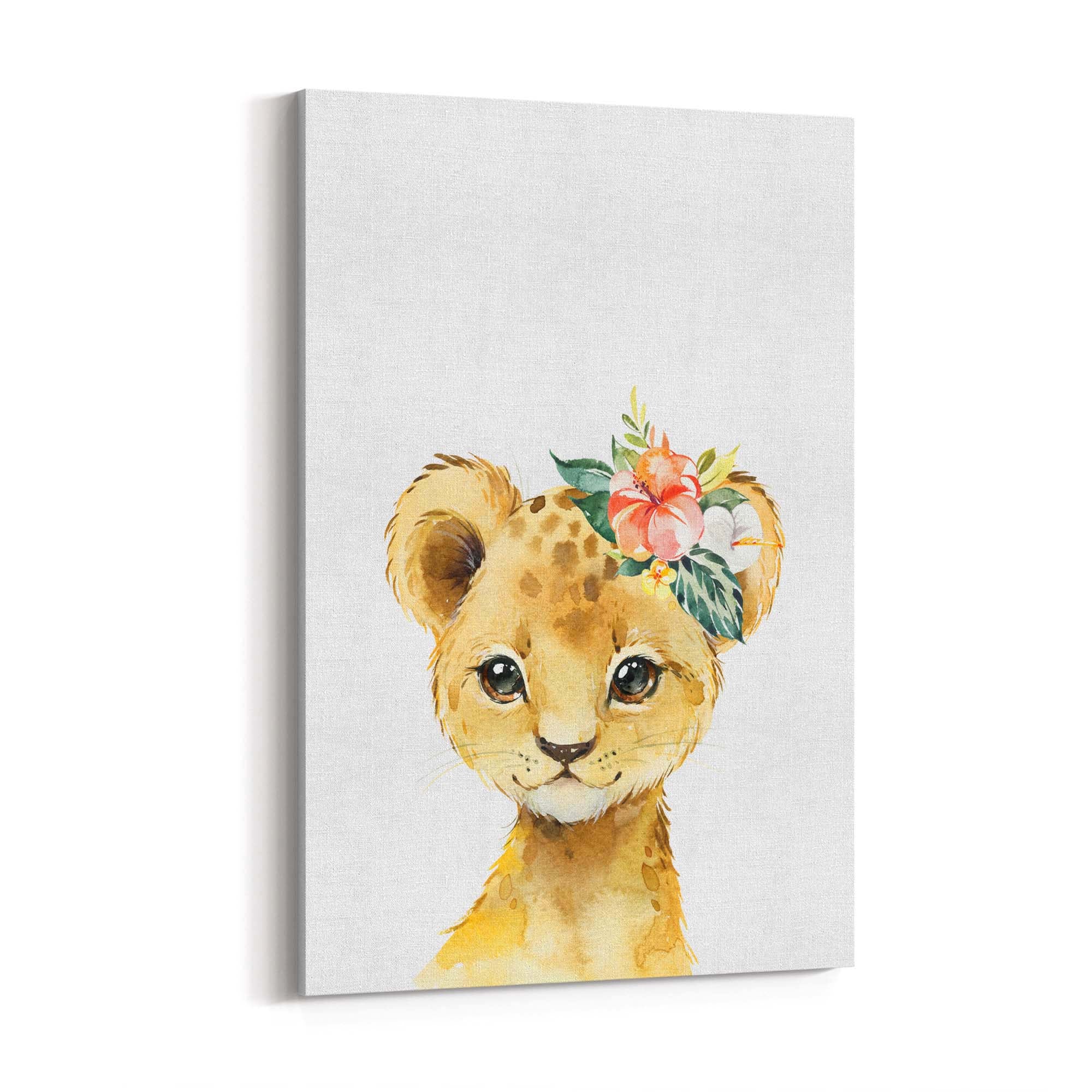 Cute Baby Lion Nursery Animal Gift Wall Art - The Affordable Art Company