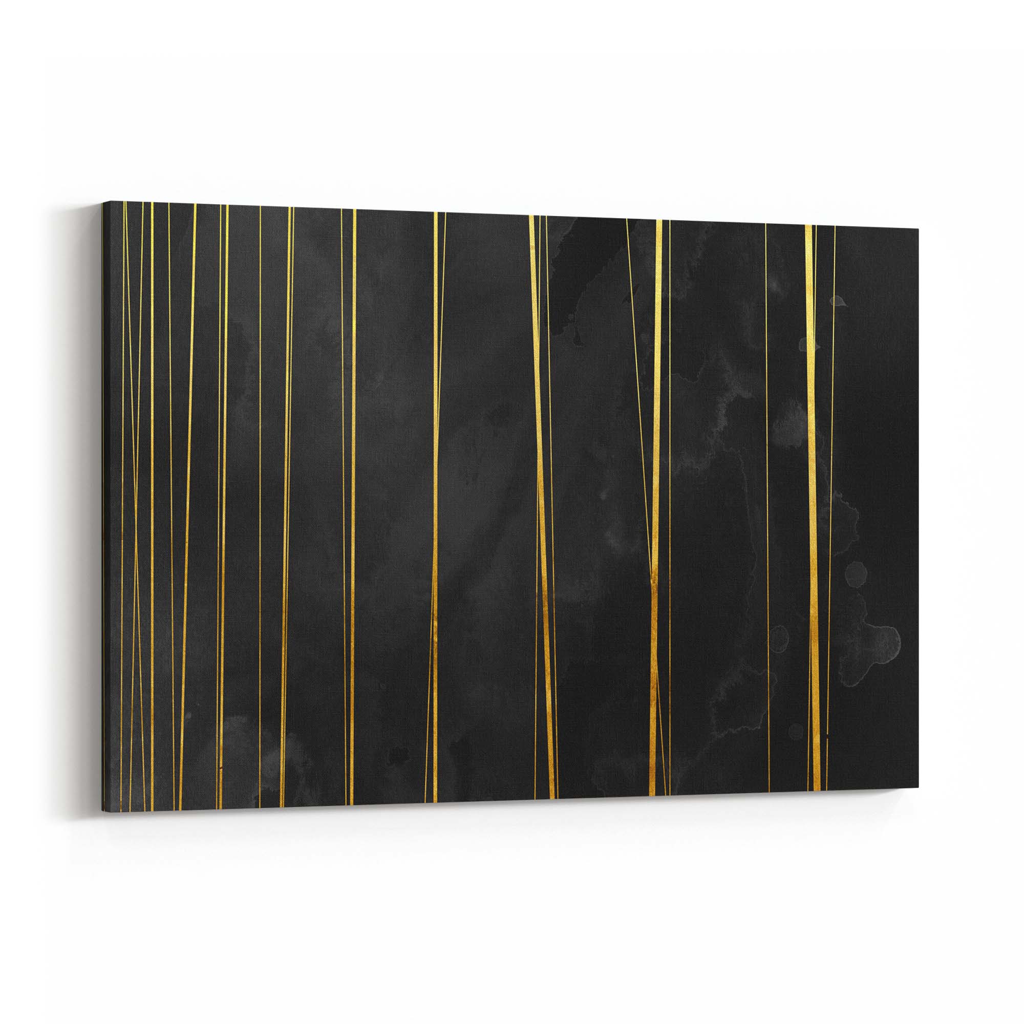 Black and Gold Abstract Painting Minimal Wall Art #2 - The Affordable Art Company