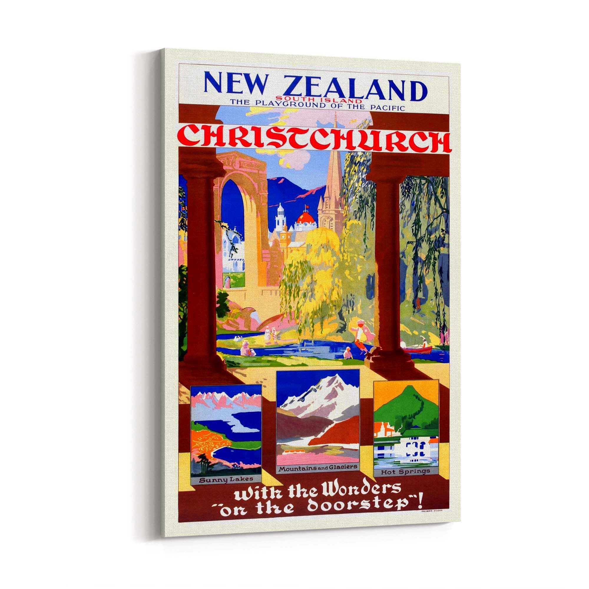 Christchurch, New Zealand Vintage Travel Wall Art - The Affordable Art Company