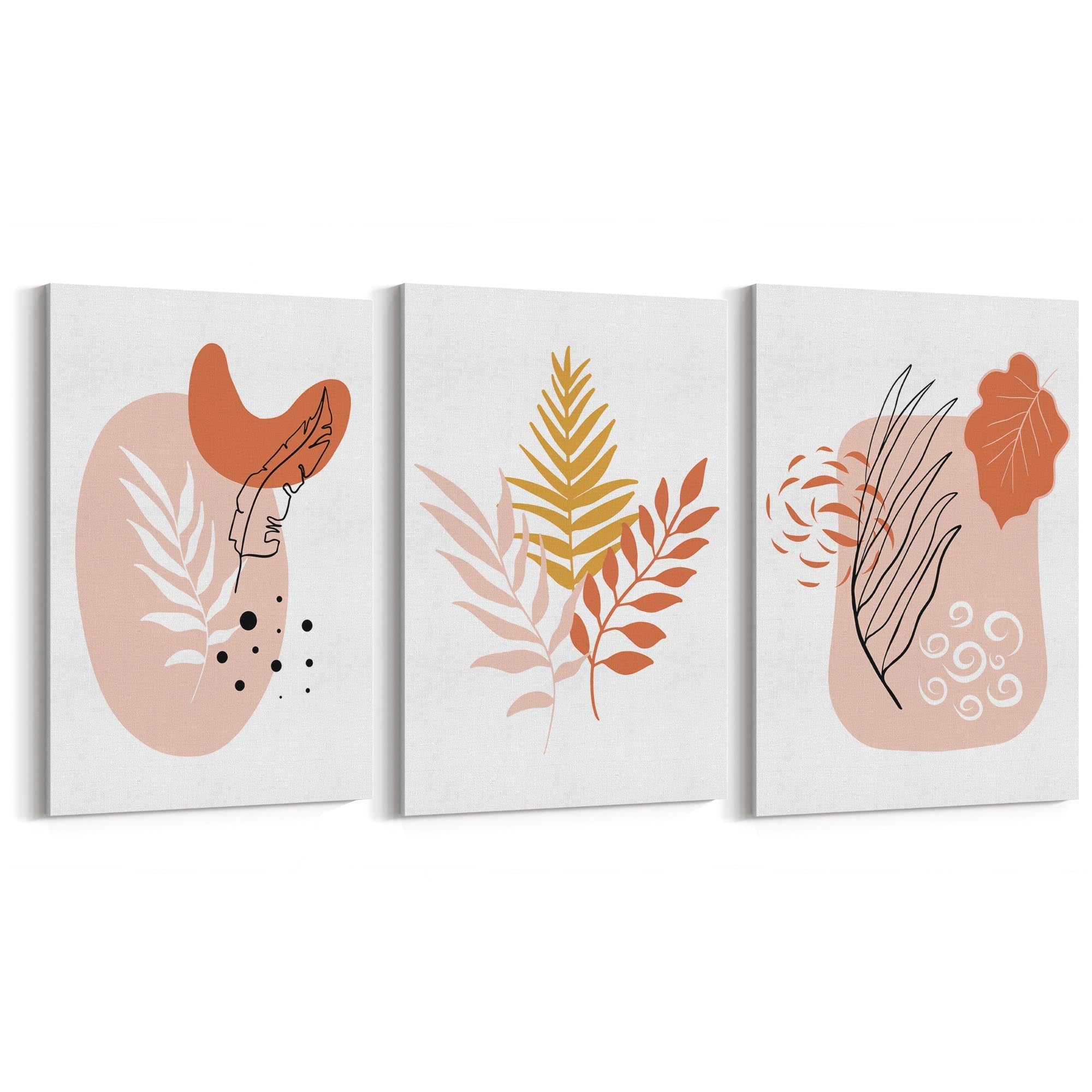 Set of Minimal Pink Plant Drawings Wall Art - The Affordable Art Company