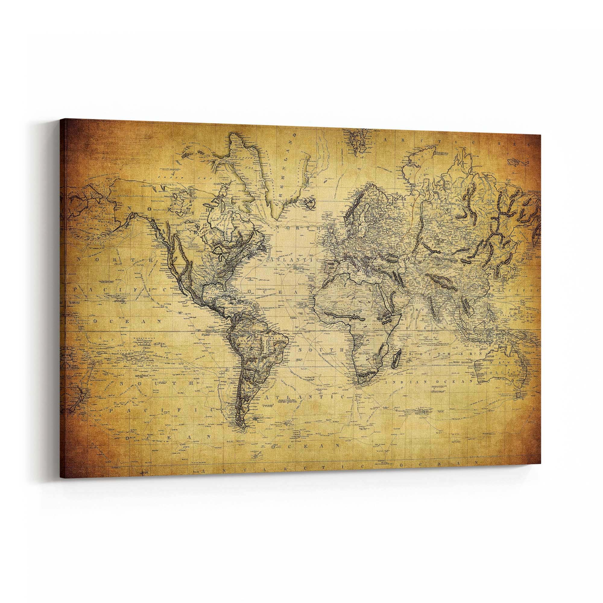 Vintage World Map Old Wall Art #2 - The Affordable Art Company