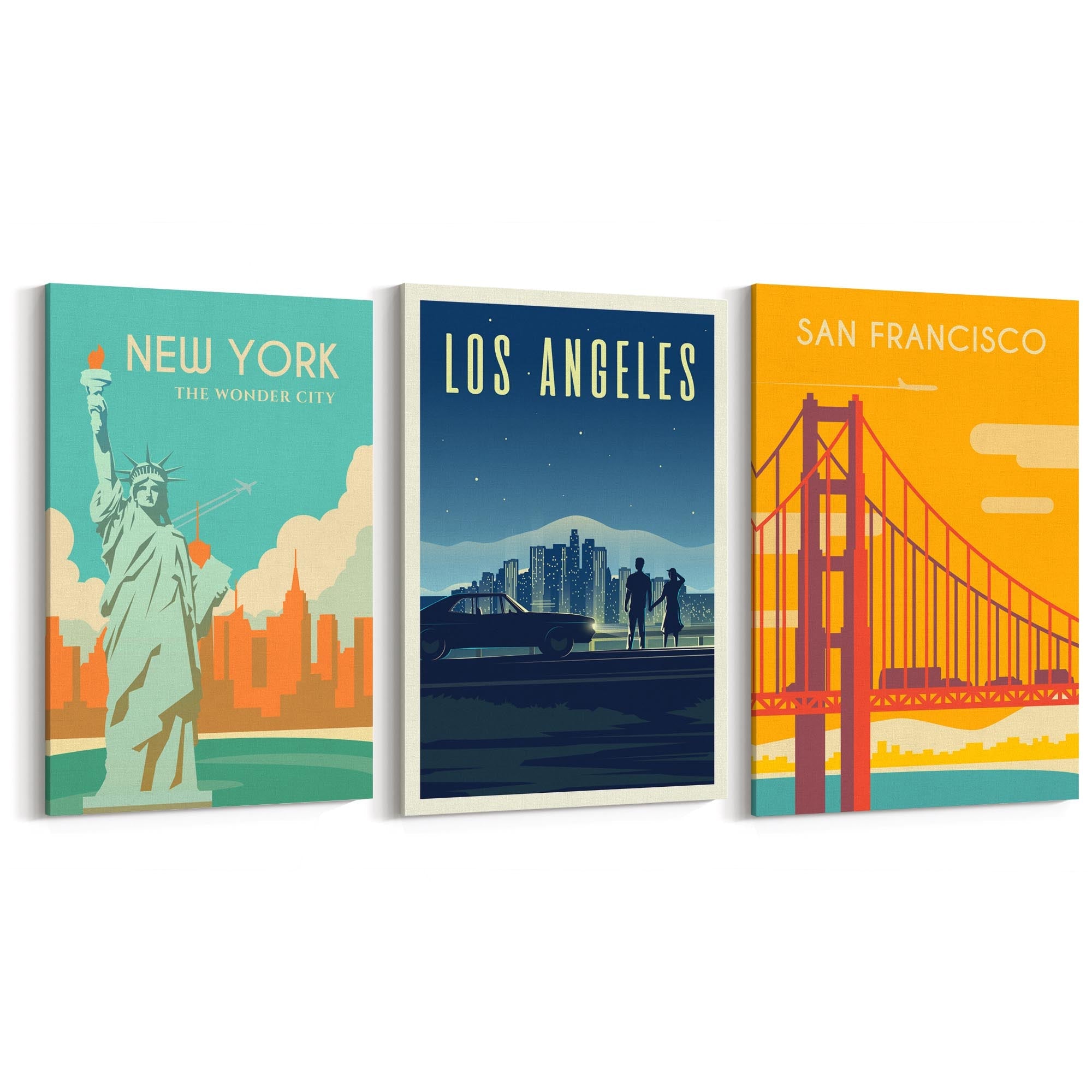 Set of Retro Travel Wall Art (USA Travel) - The Affordable Art Company