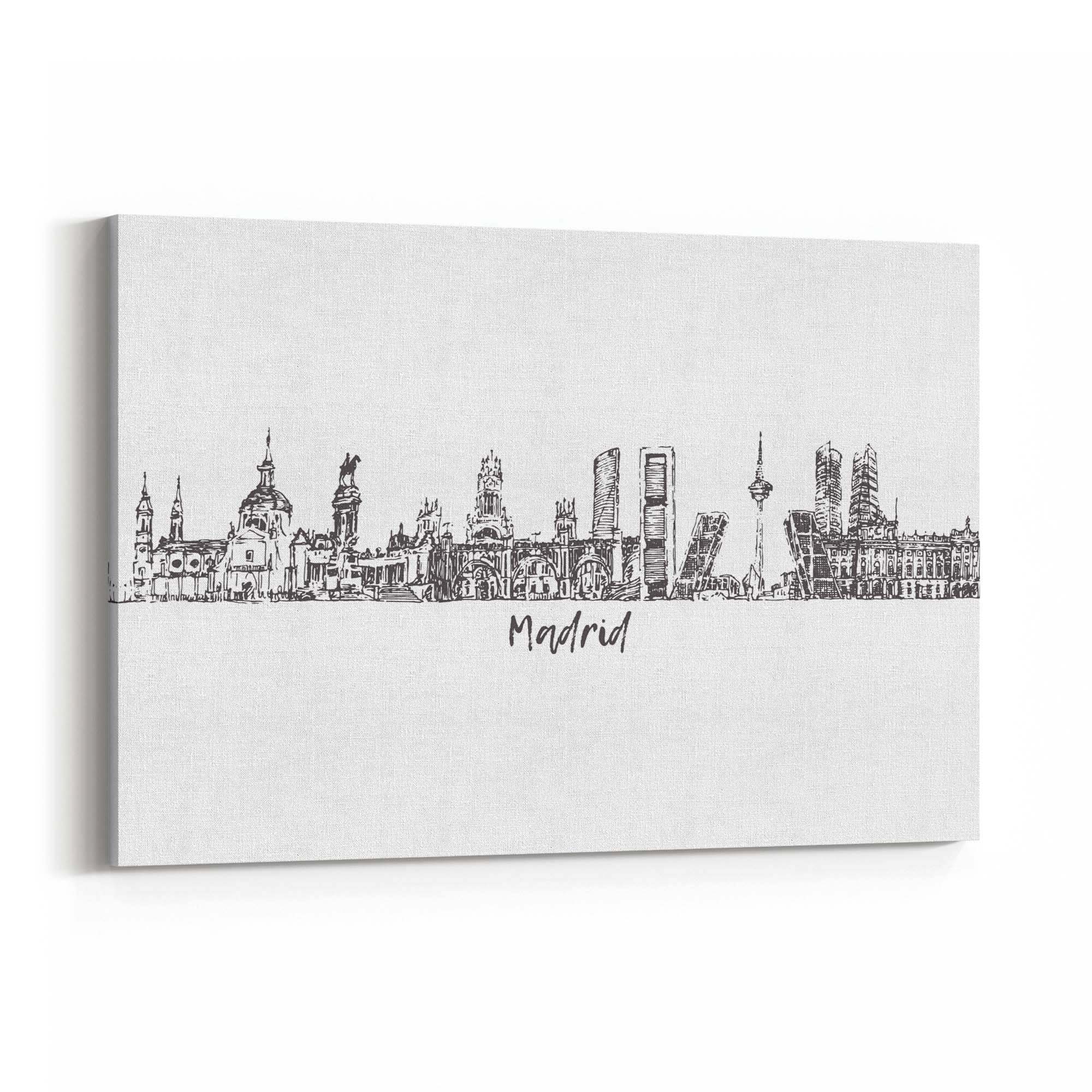 Madrid Spain Cityscape Drawing Travel Wall Art - The Affordable Art Company
