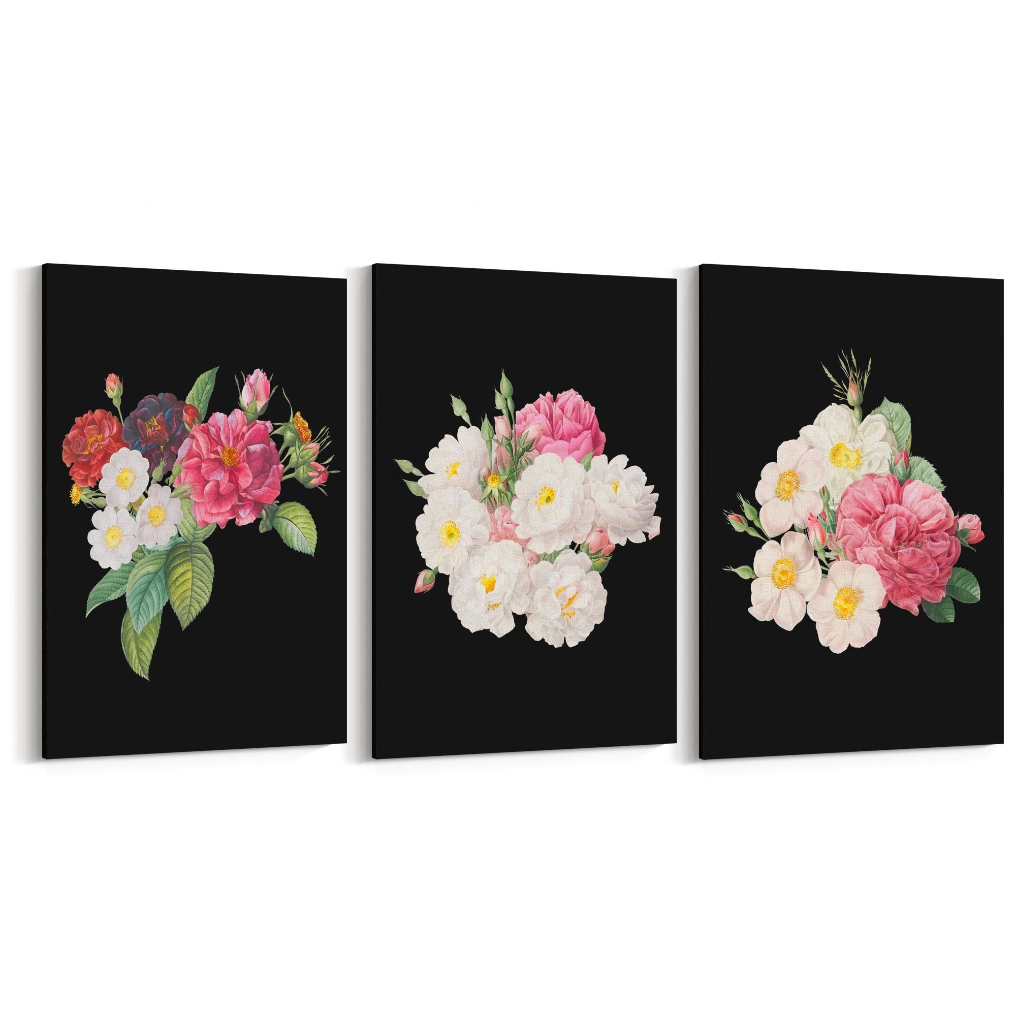 Set of Dark Floral Botanical Flowers Wall Art #2 - The Affordable Art Company