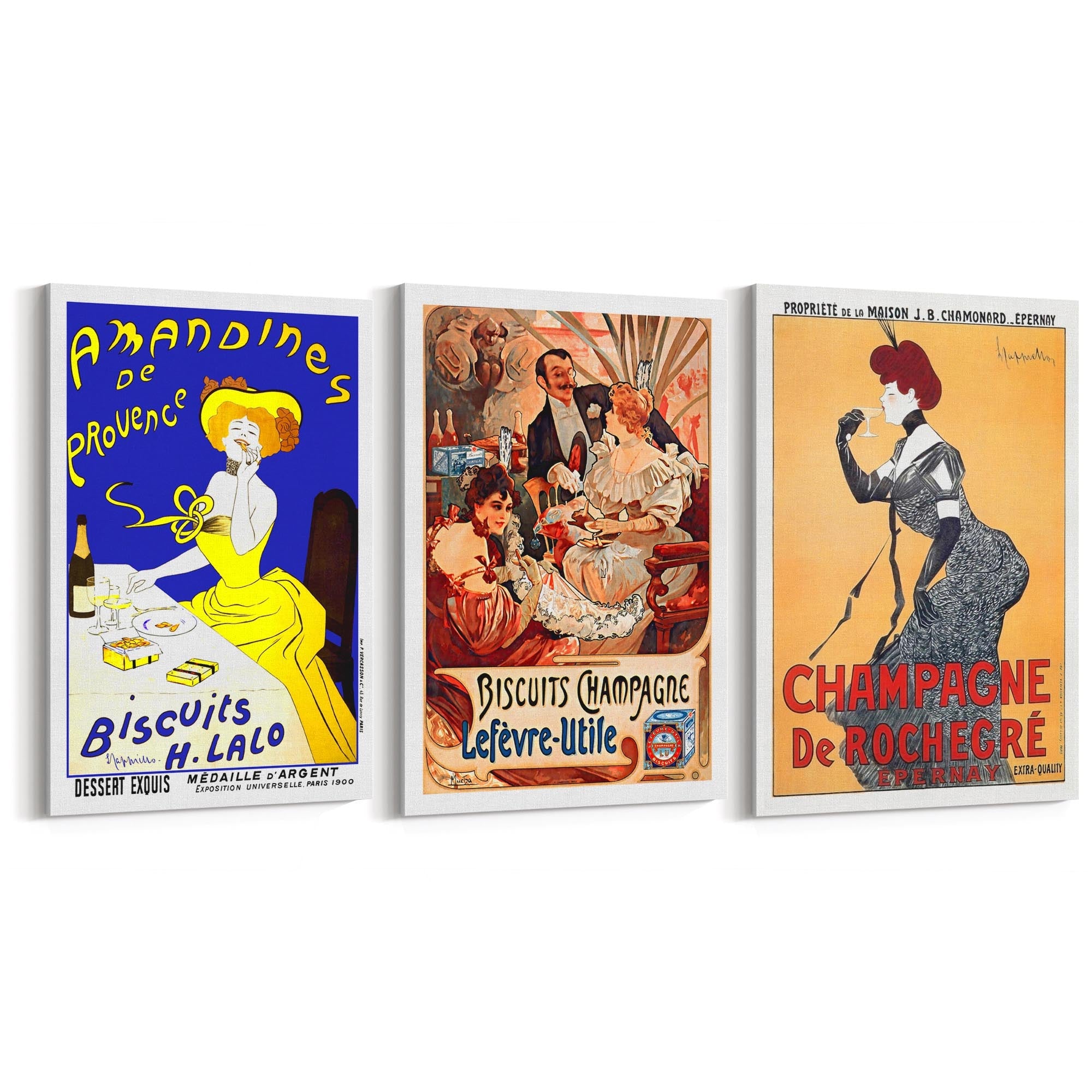 Set of Vintage French Cafe Adverts Wall Art - The Affordable Art Company