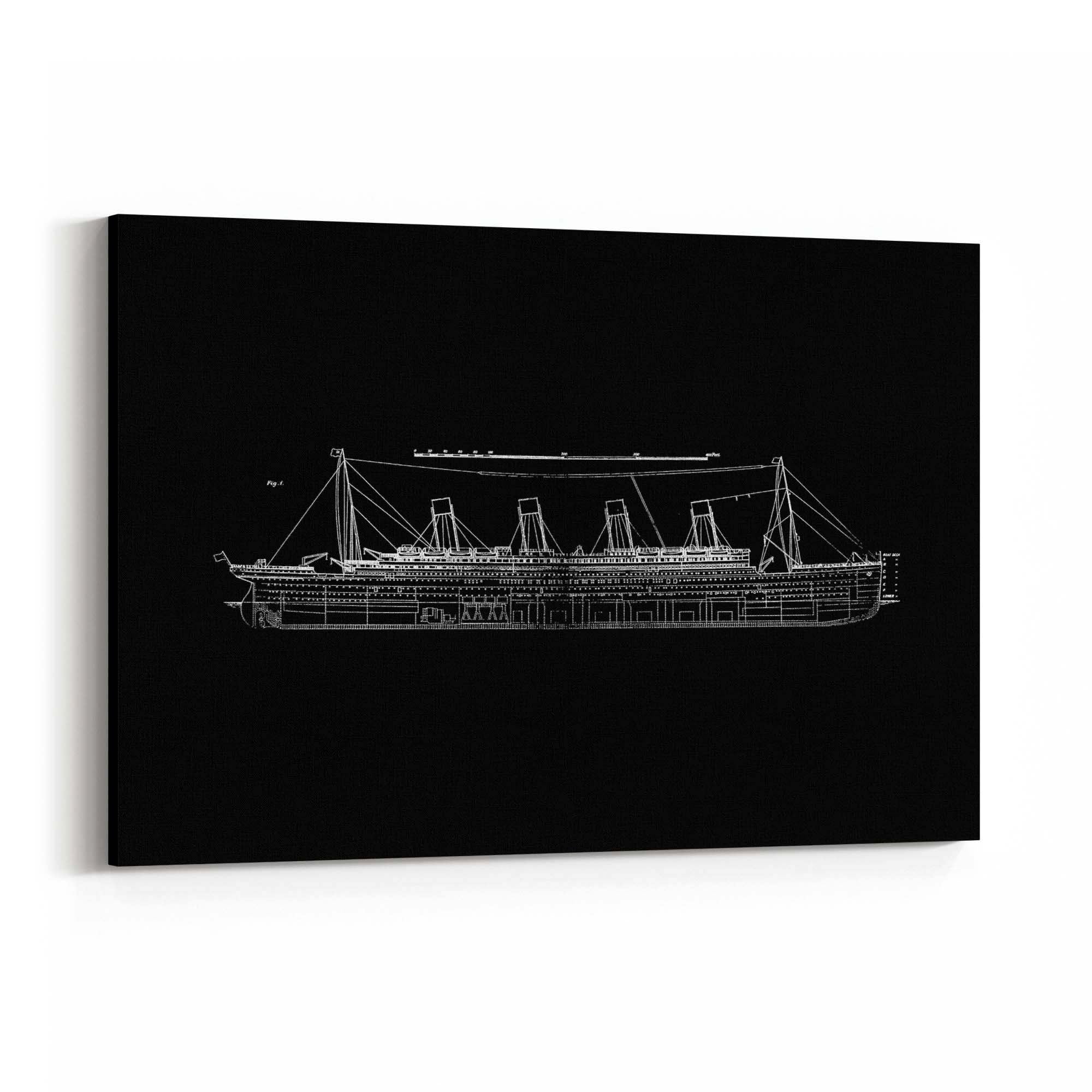 Vintage Titanic Plans Schematic White Wall Art #2 - The Affordable Art Company