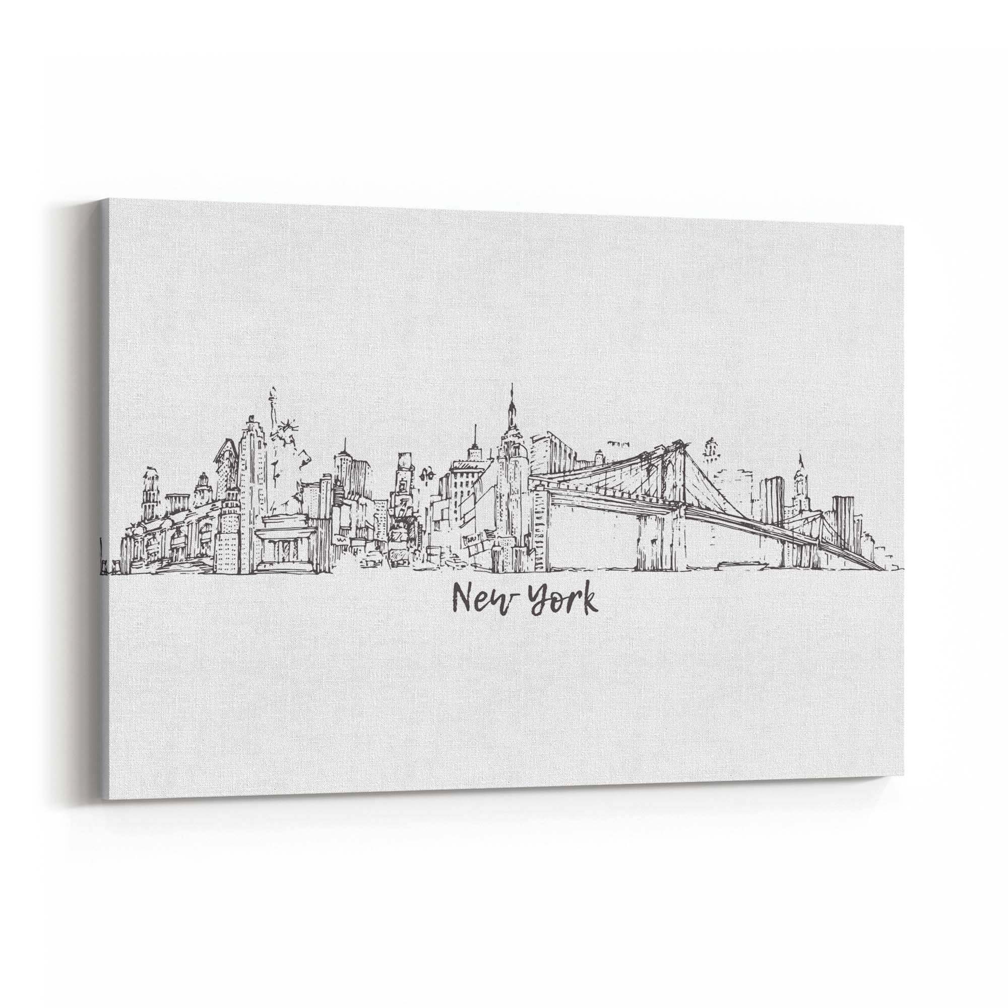 New York Cityscape Drawing Minimal Wall Art - The Affordable Art Company