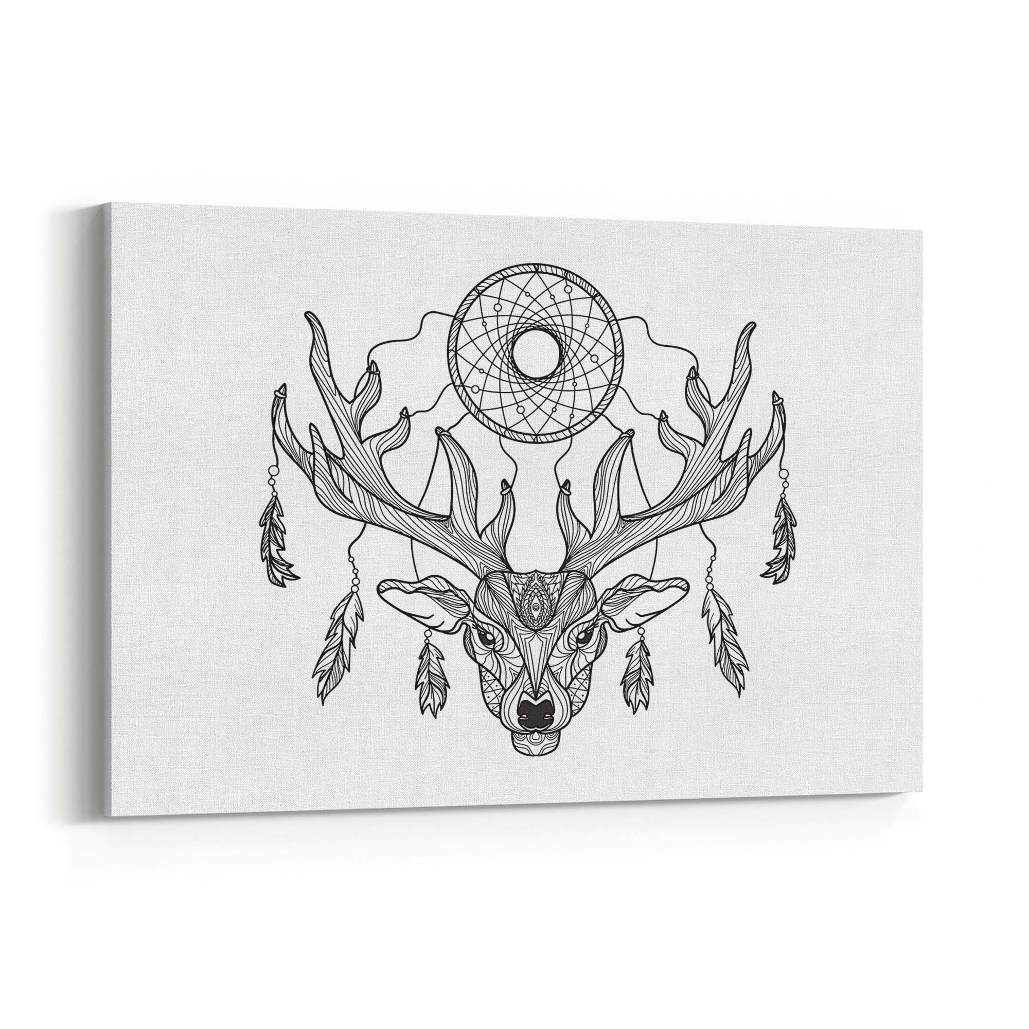Dream Catcher Deer Drawing Bedroom Wall Art - The Affordable Art Company