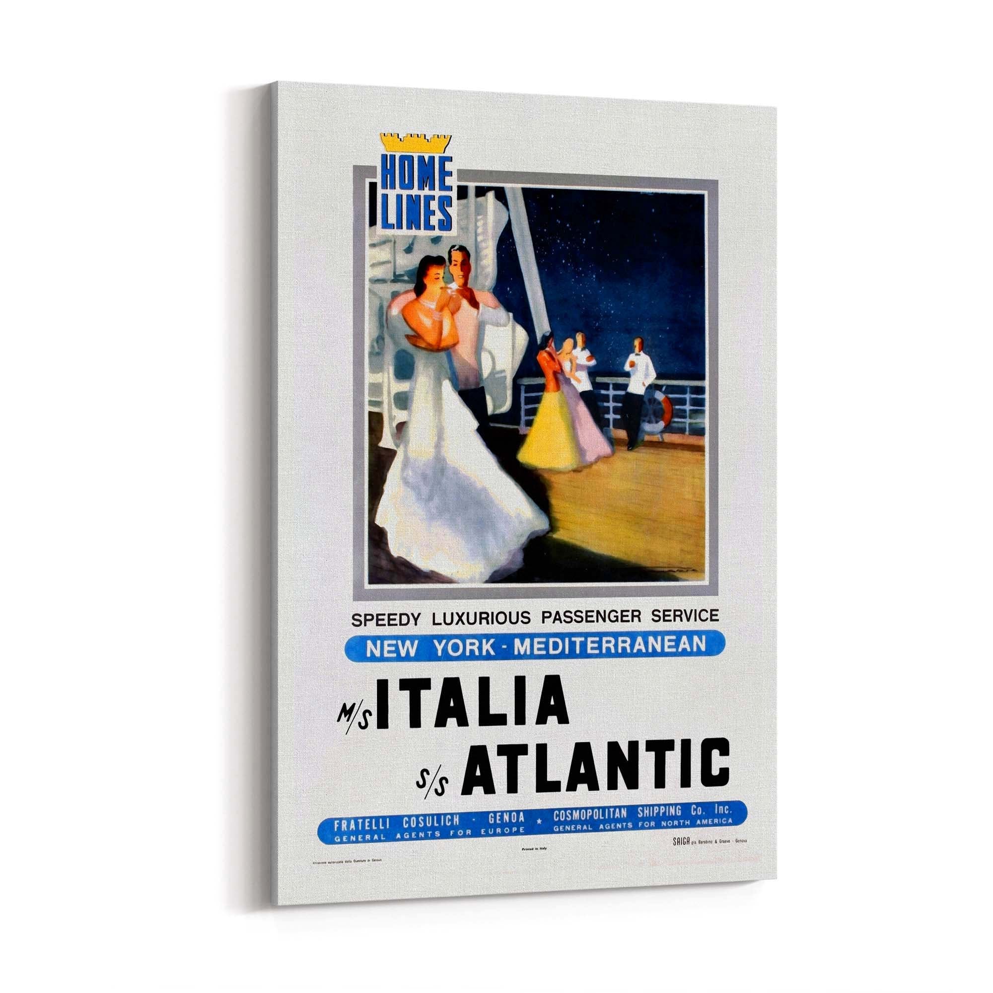 Italia Atlantic Vintage Travel Advert Wall Art - The Affordable Art Company