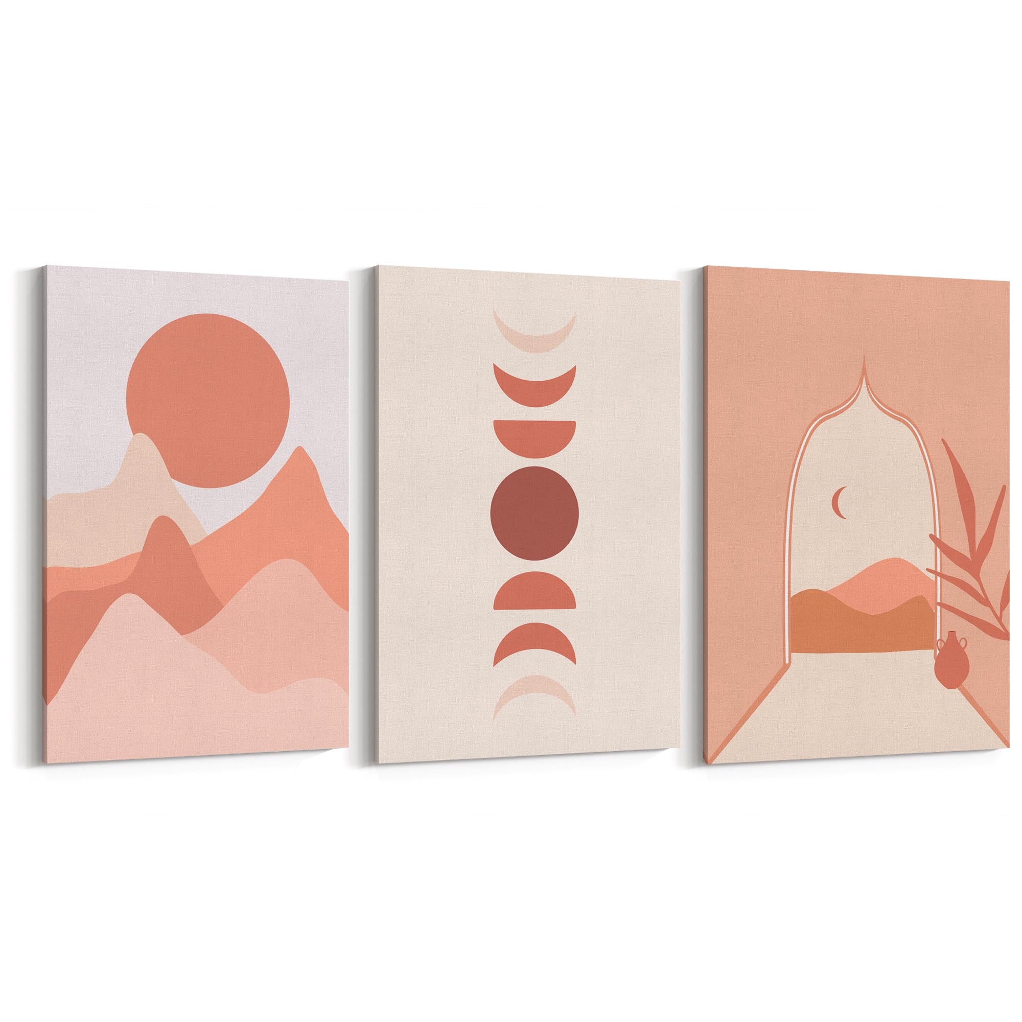 Set of Summer Night Minimal Pink & Pastel Wall Art - The Affordable Art Company