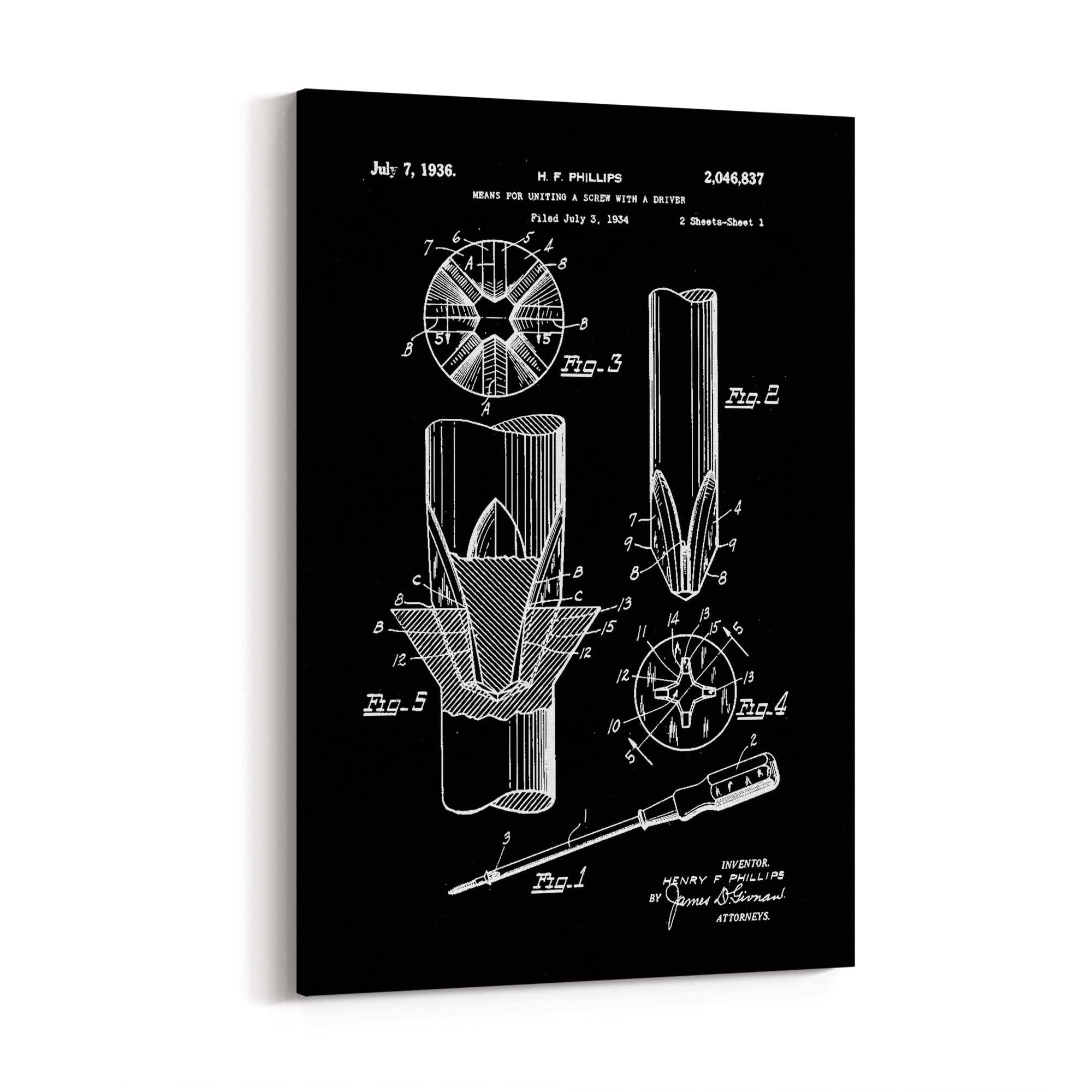 Vintage Phillips Screwdriver Patent Garage Wall Art #1 - The Affordable Art Company