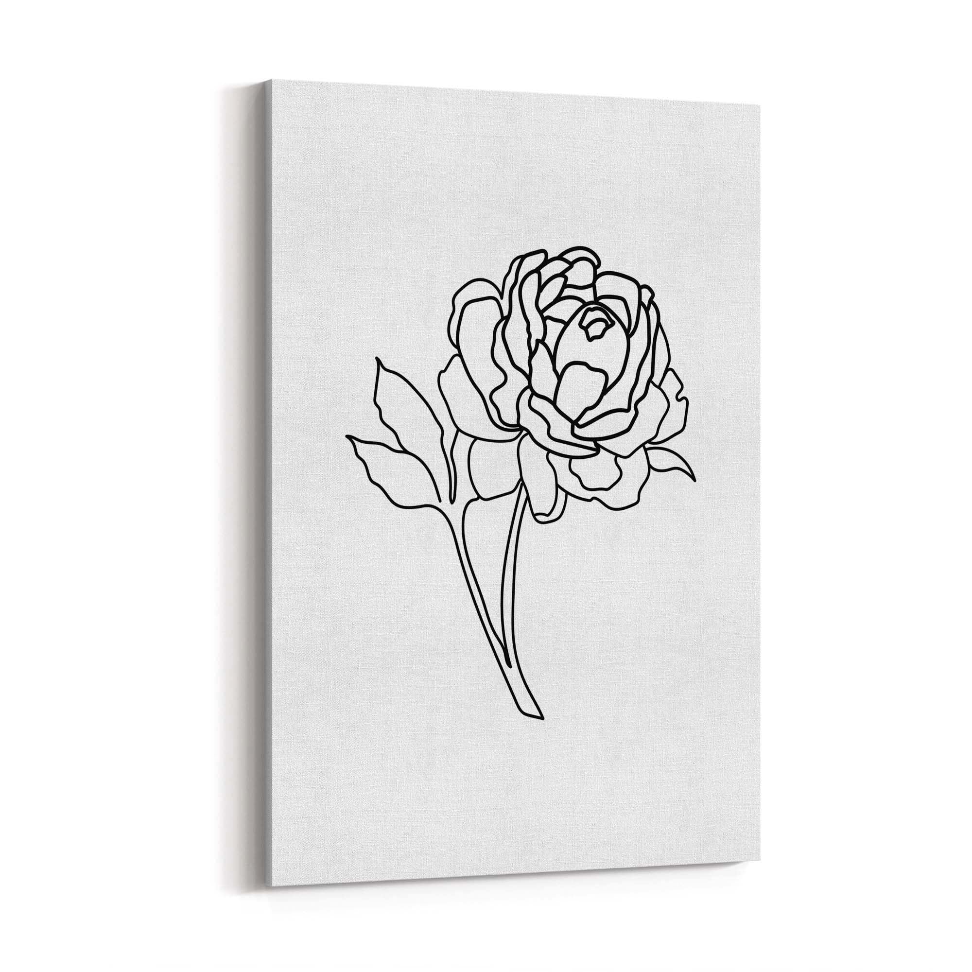 Rose Flower Line Drawing Minimal Kitchen Wall Art #4 - The Affordable Art Company