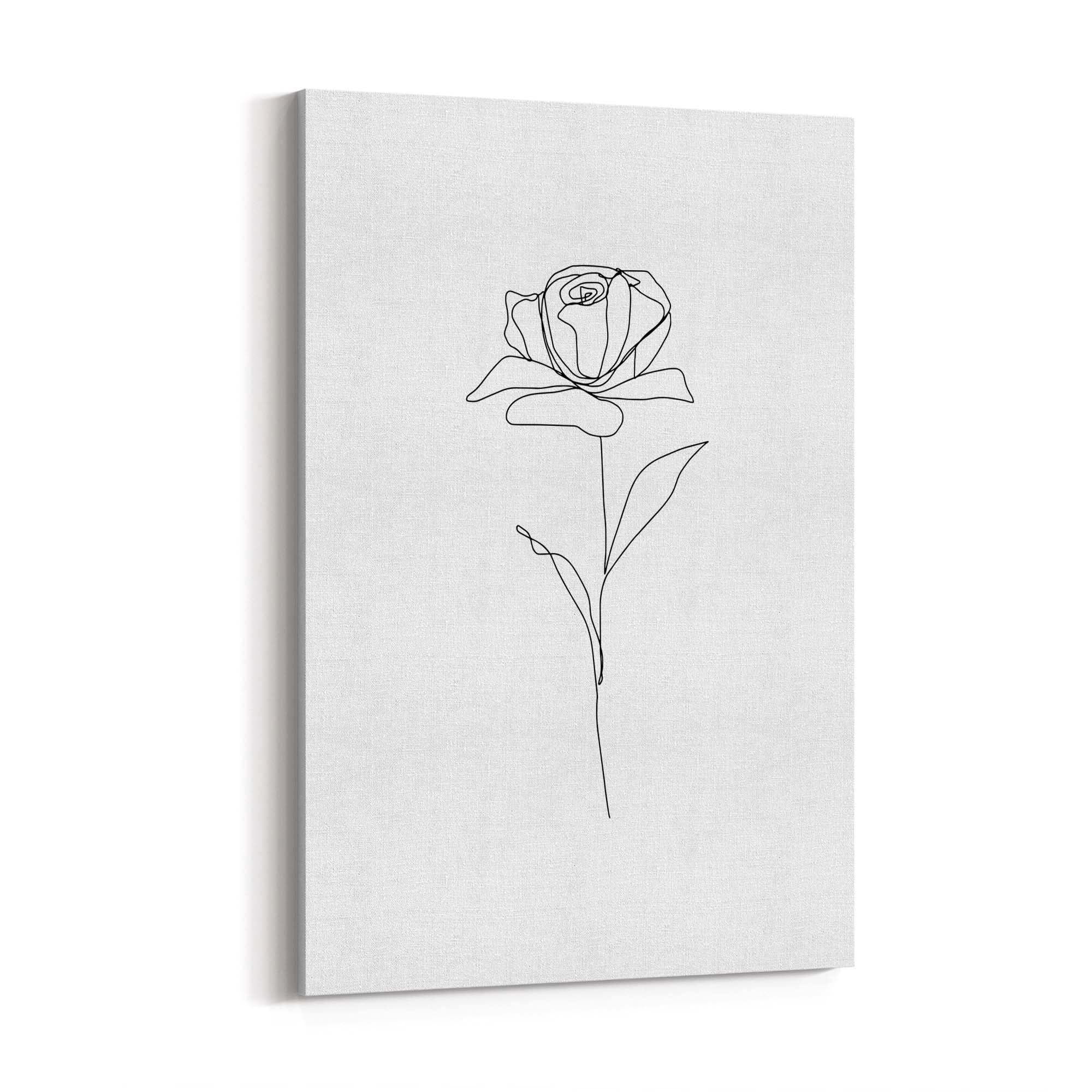 Minimal Rose Flower Line Drawing Abstract Wall Art #1 - The Affordable Art Company