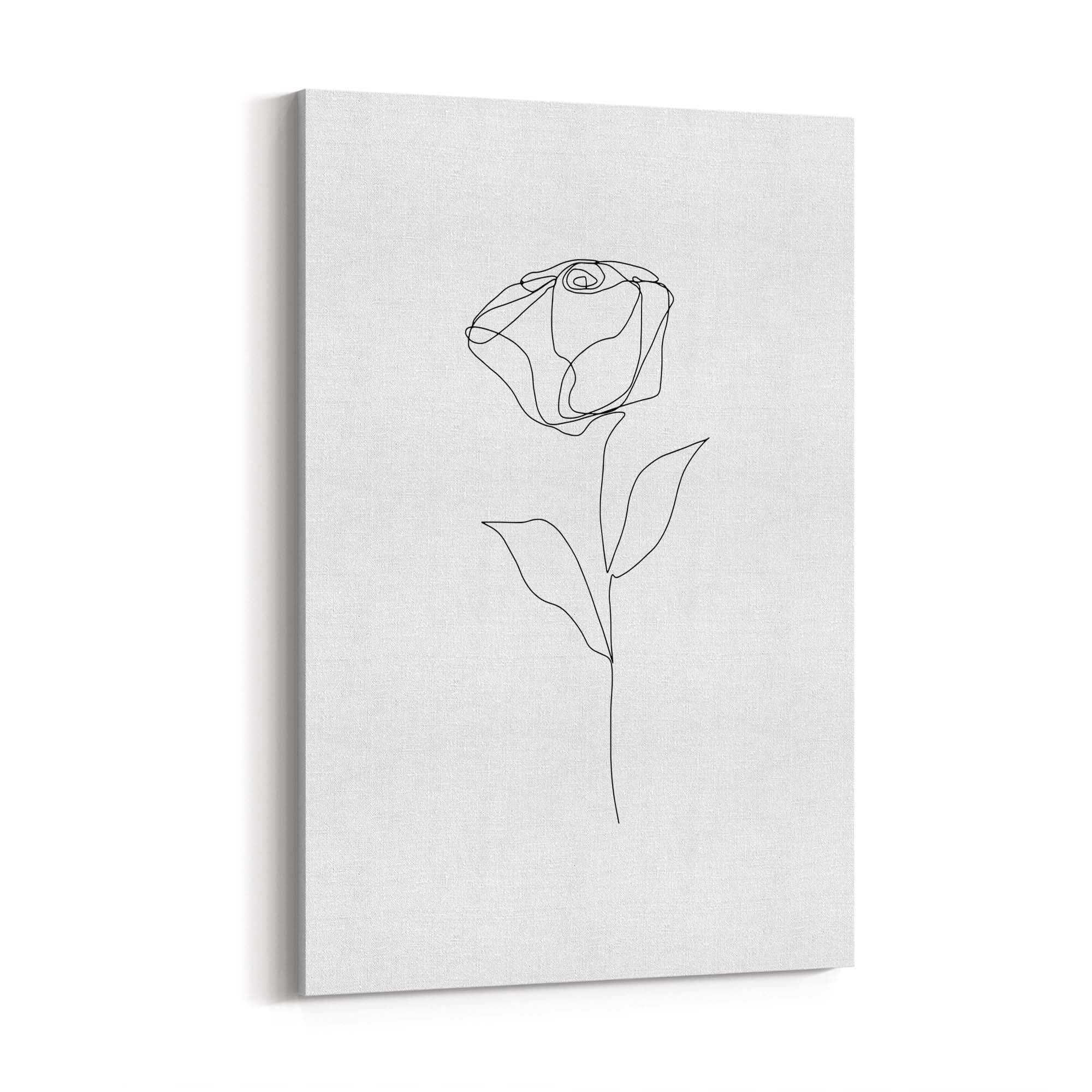 Minimal Rose Flower Line Drawing Abstract Wall Art #5 - The Affordable Art Company