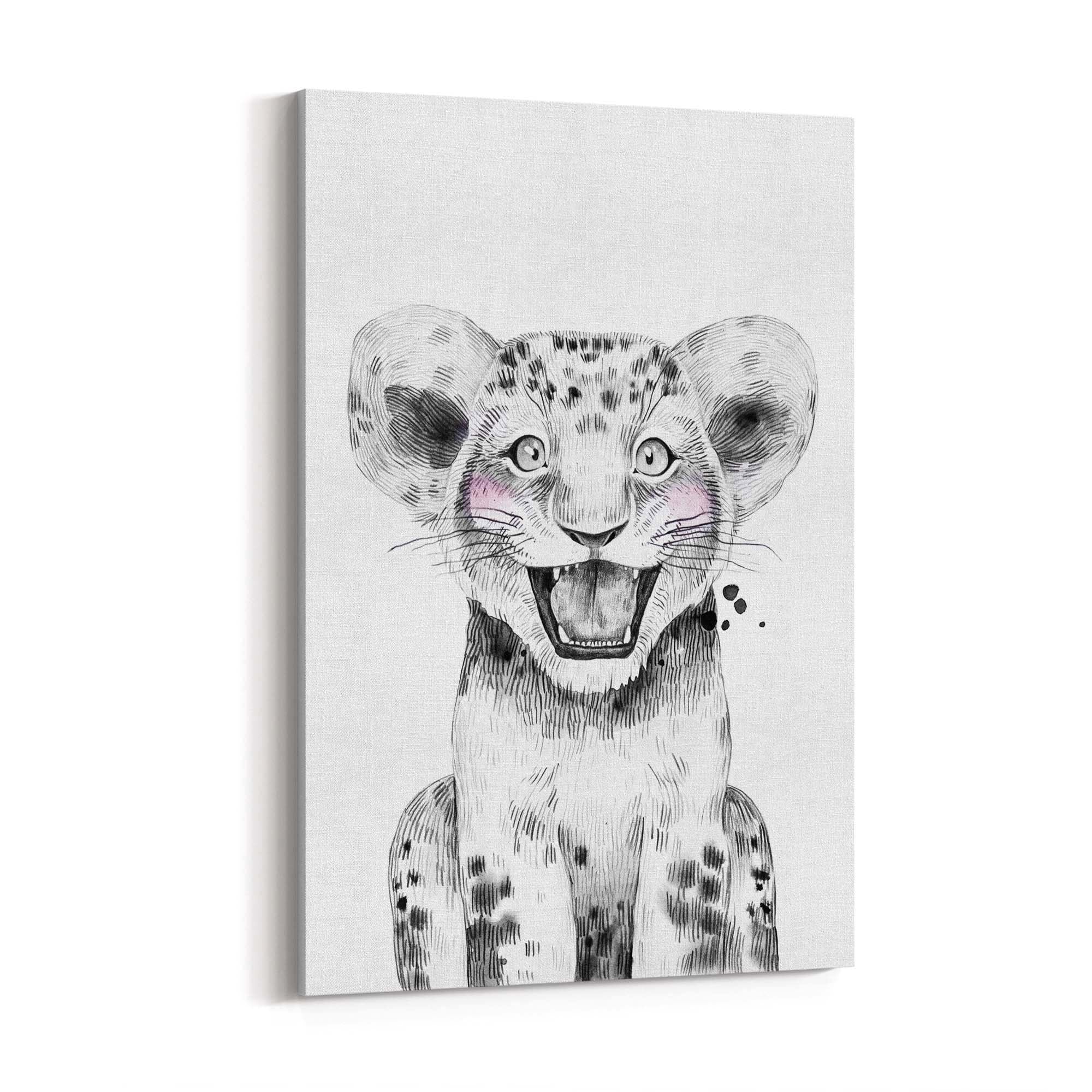 Cute Blushing Baby Lion Nursery Animal Wall Art - The Affordable Art Company