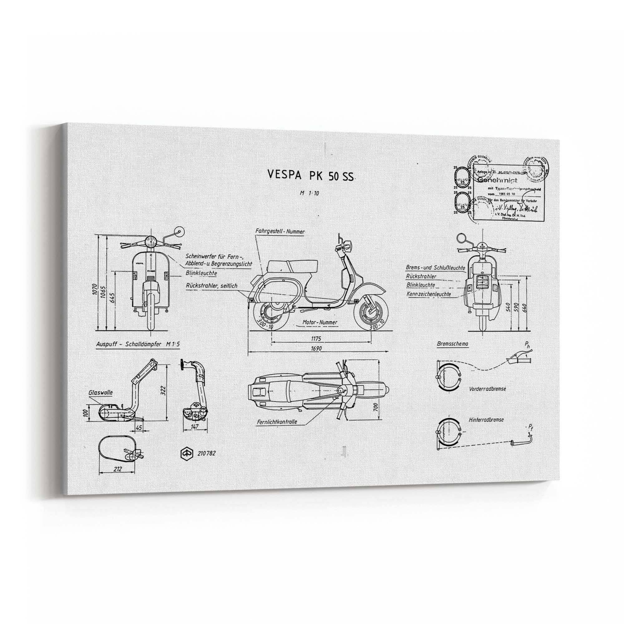 Vintage Vespa Patent White Patent Wall Art #2 - The Affordable Art Company