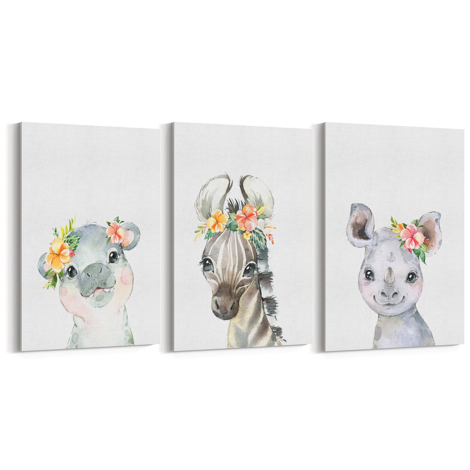 Set of Cute Baby Safari Animals Nursery Wall Art #4 - The Affordable Art Company